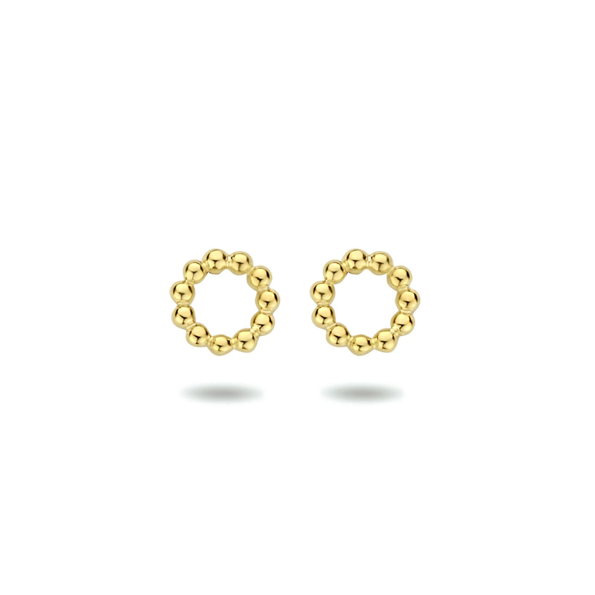 Pendientes de aro redondos en plata bañada en oro amarillo de 1 micrón.