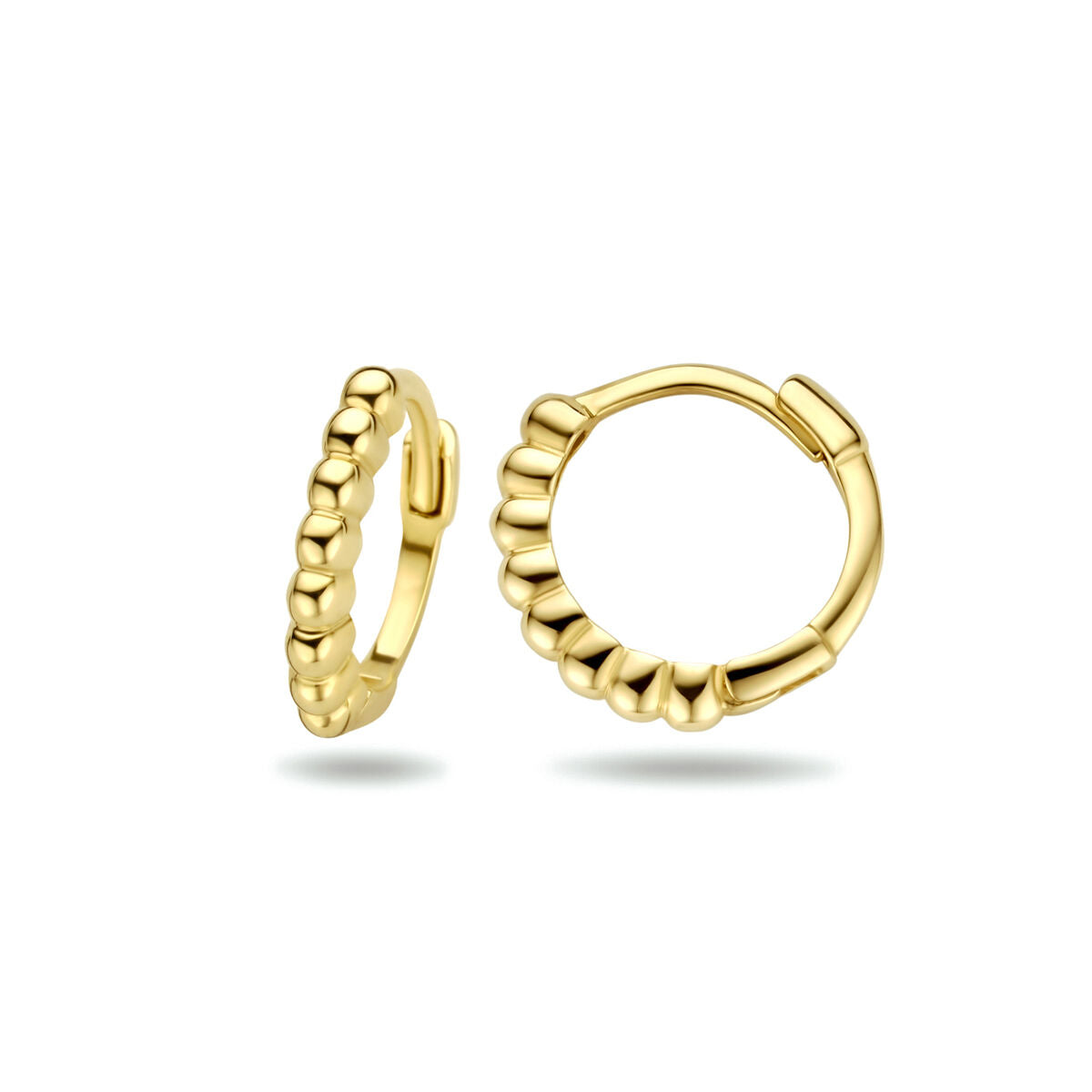 Aros chapados en oro amarillo con bolitas – 9k