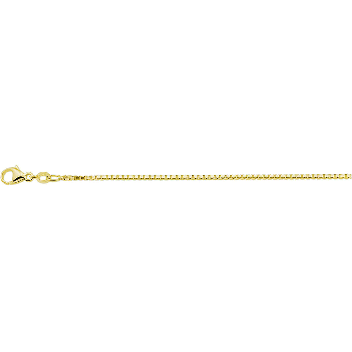 Collier van 1,3 mm venetiaanse schakel, verguld zilver in geel met een karabijnsluiting.