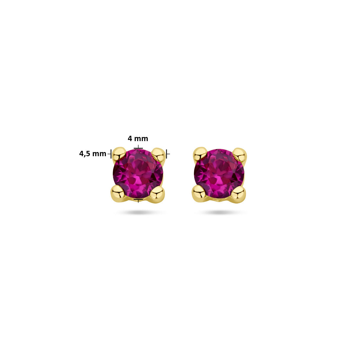 pendientes de botón sintético rubí oro amarillo 14K