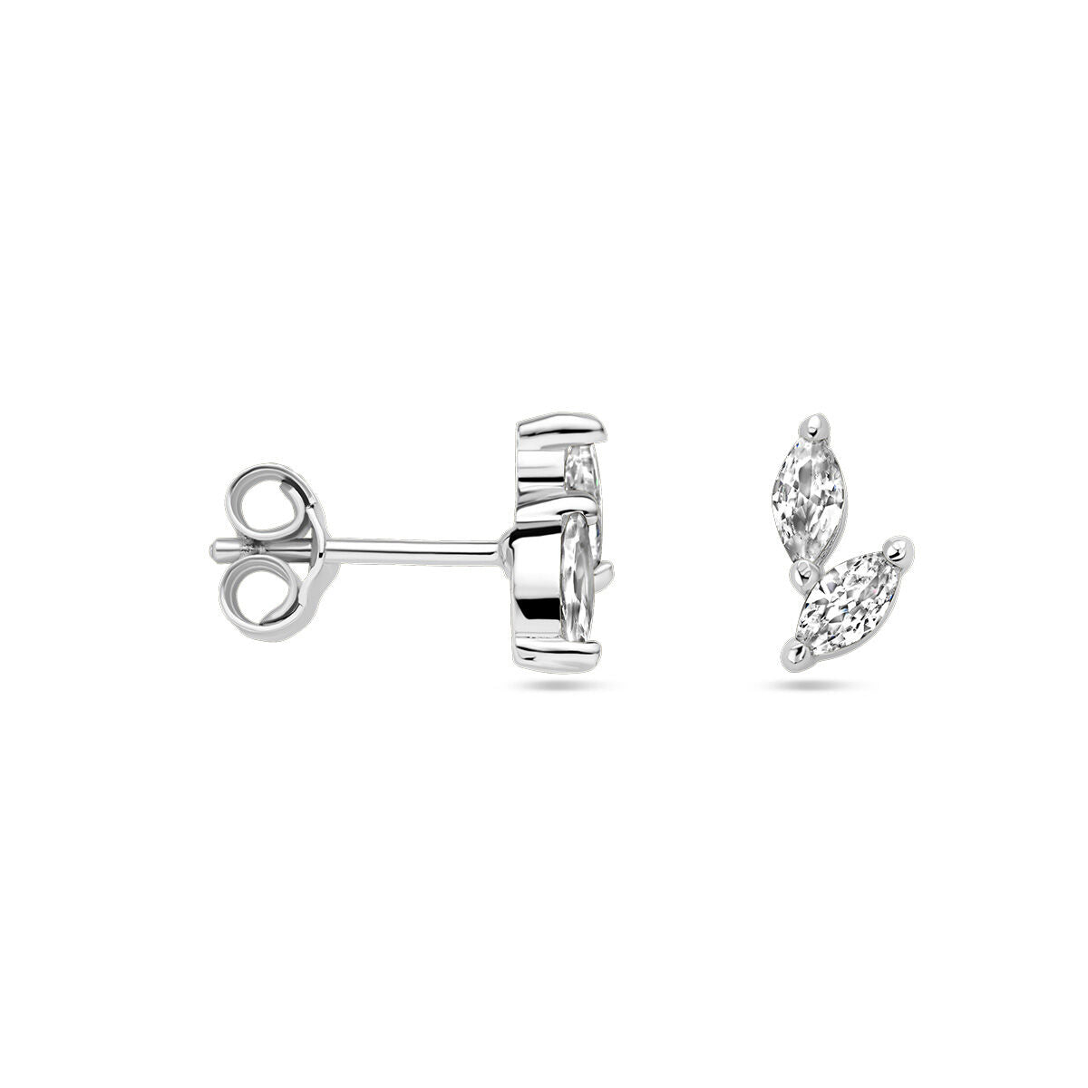 pendientes de botón de zirconia plata rodiada