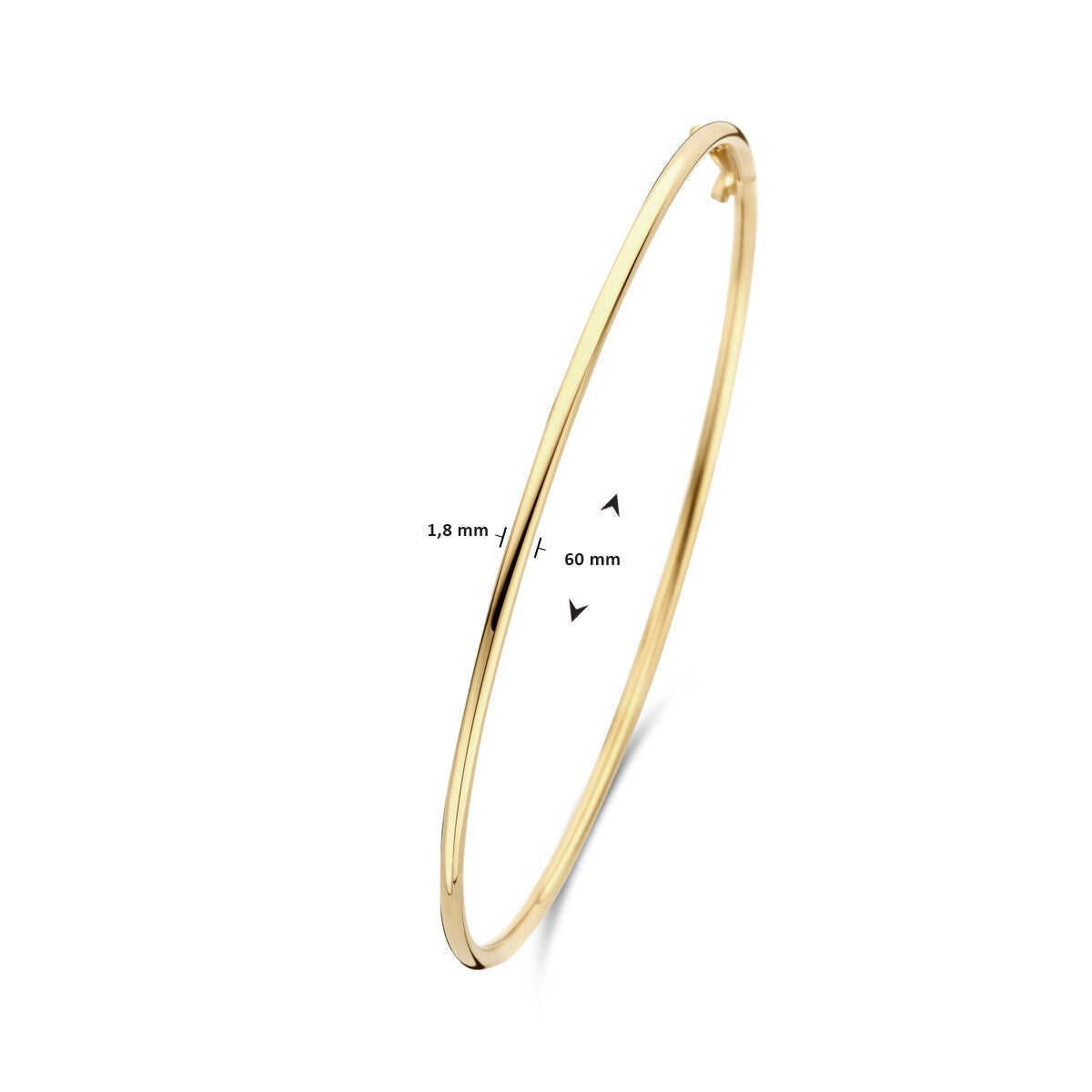 brazalete tubo redondo 1,8 mm 60 x 55 mm 14K oro amarillo