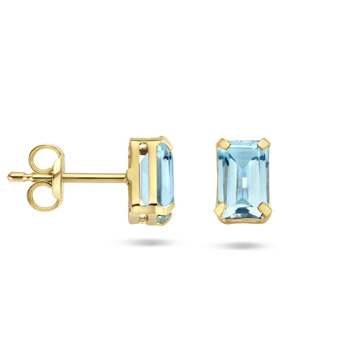 pendientes de botón topacio azul 14K oro amarillo