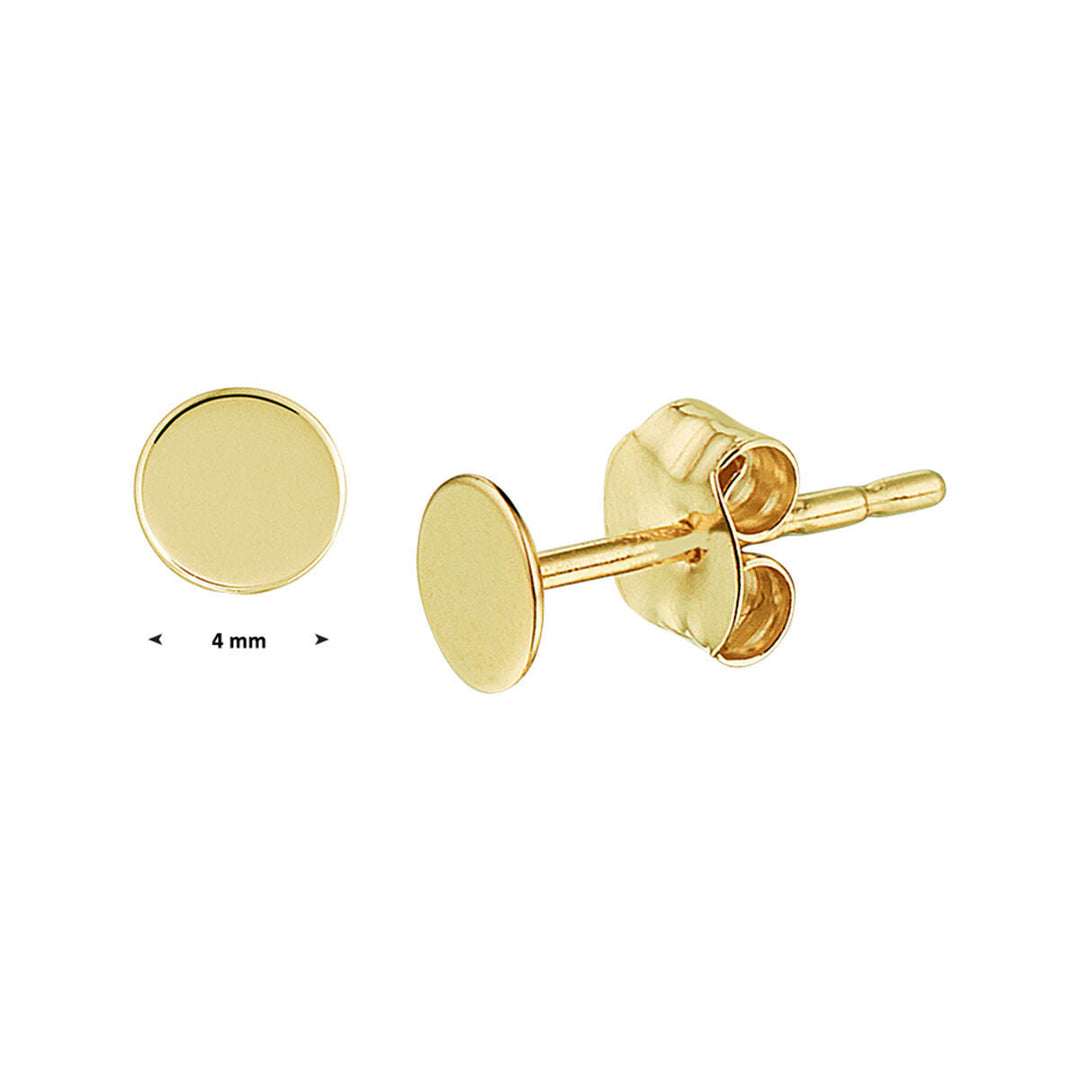 pendientes de botón redondos en oro amarillo de 14K