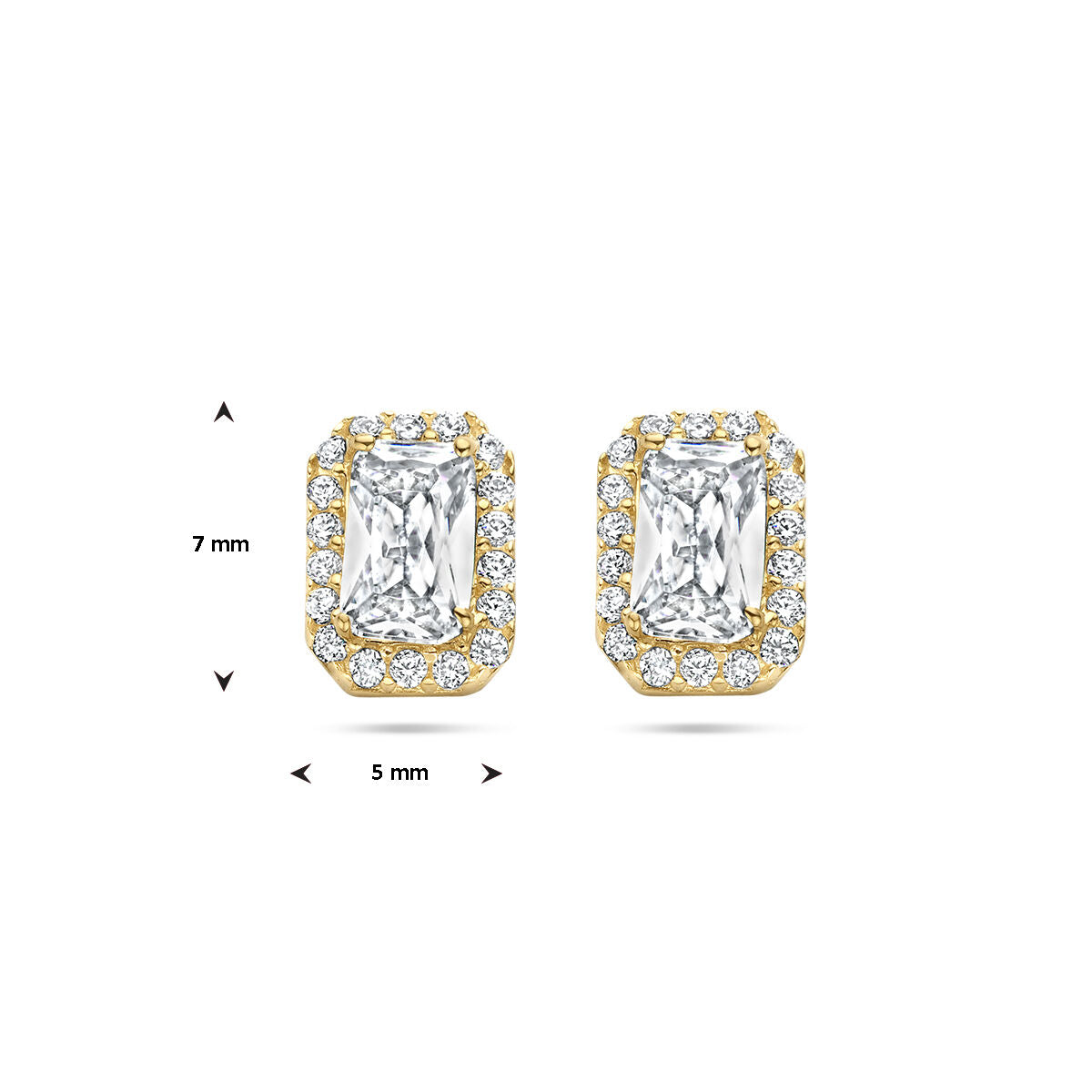 pendientes de botón zircón halo 14K oro amarillo