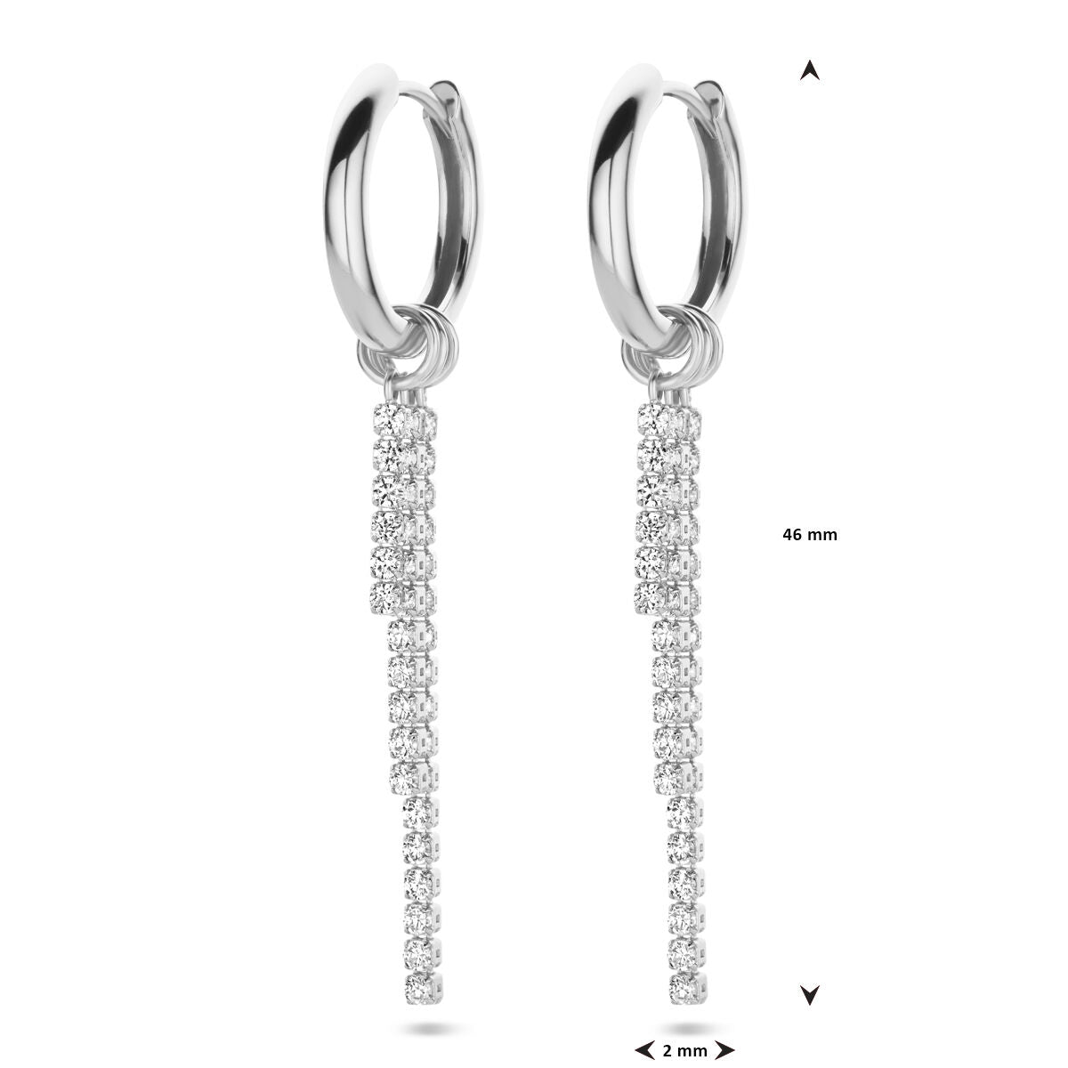aros de circonita 46 mm plata rodiado
