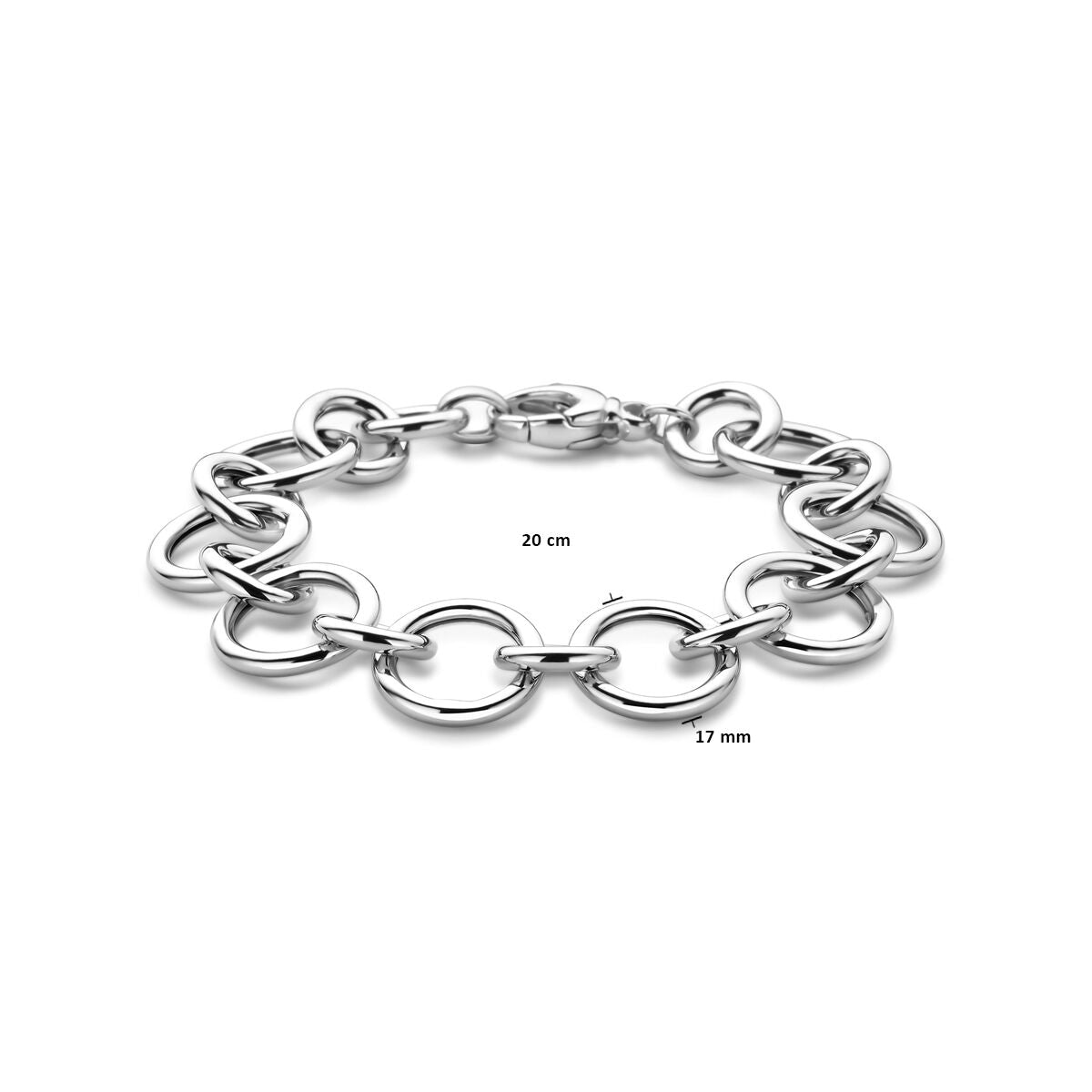 pulsera 17 mm 20 cm plata rodiada