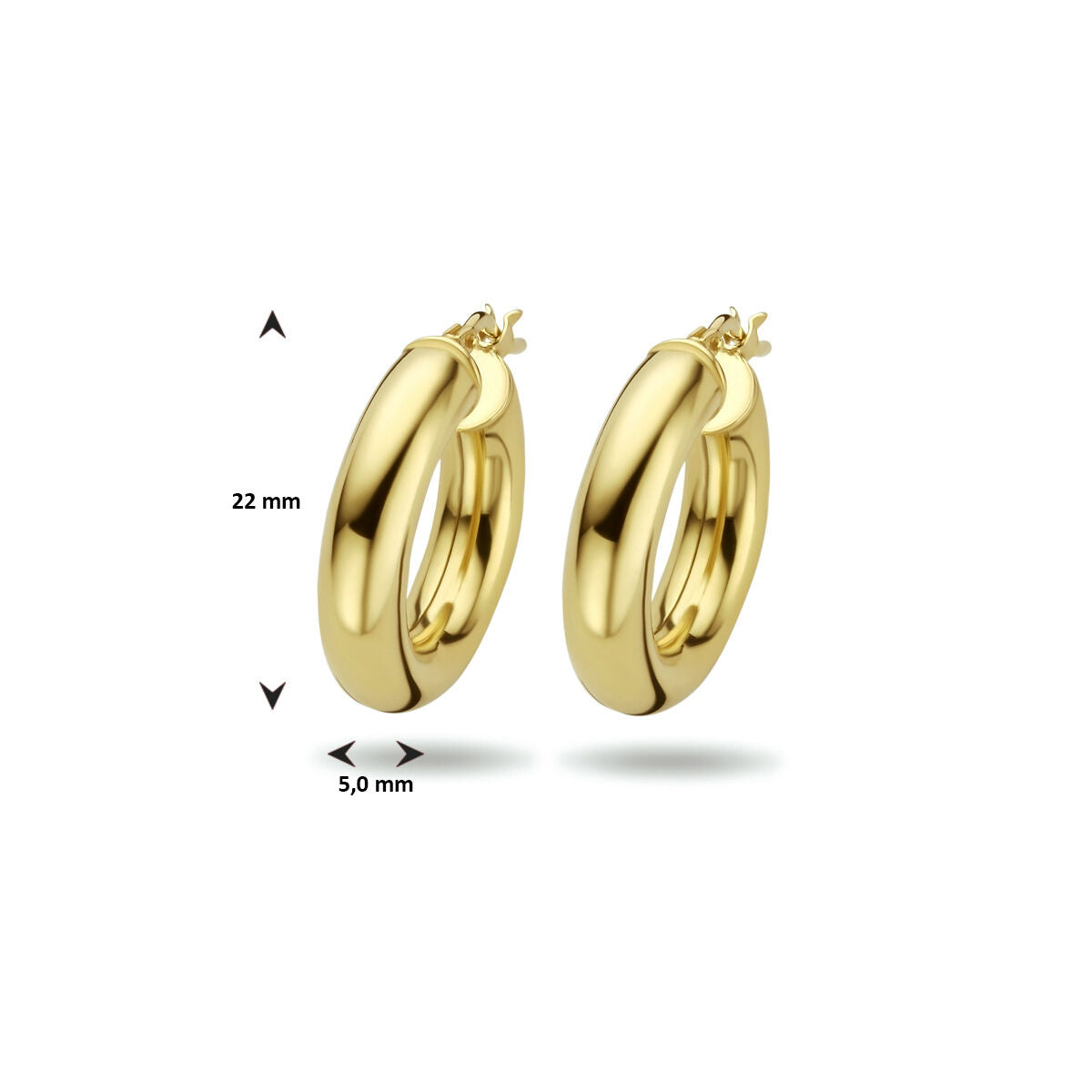 aros tubo redondo 5,0 mm 1 micrón plata chapado en oro amarillo