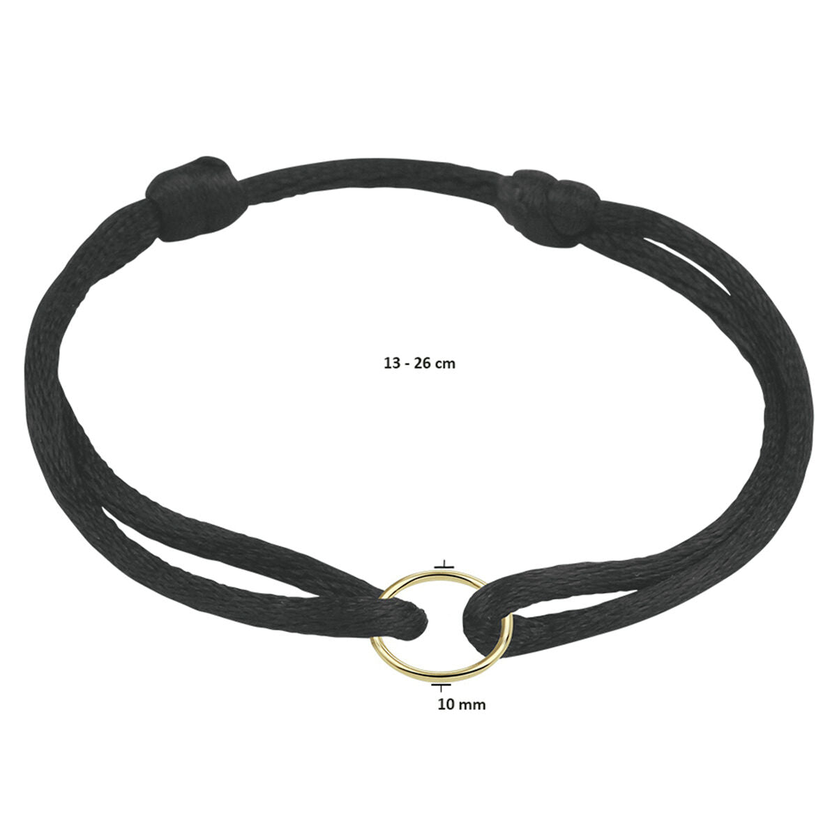 pulsera de satén círculo 14K oro con goma/nylon/cuero