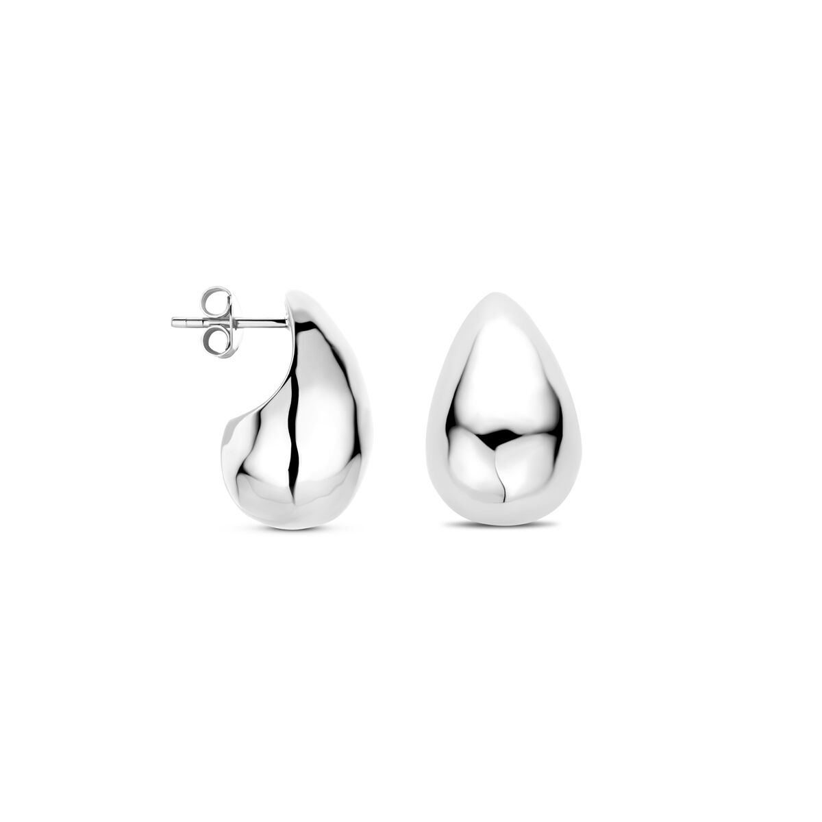 pendientes de botón gota 20 mm plata rodiada