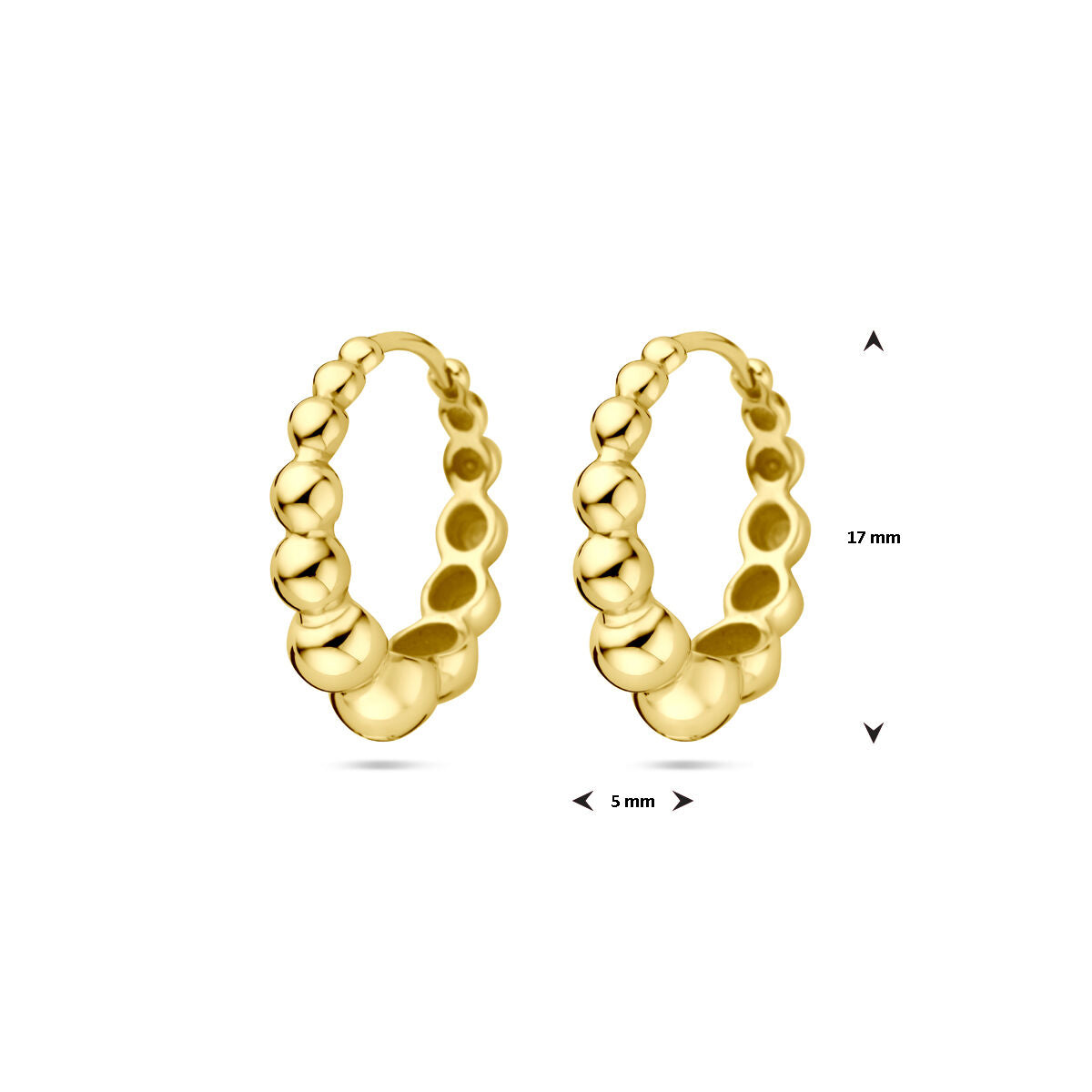 aros 17 mm 1 micron plata chapado en oro amarillo