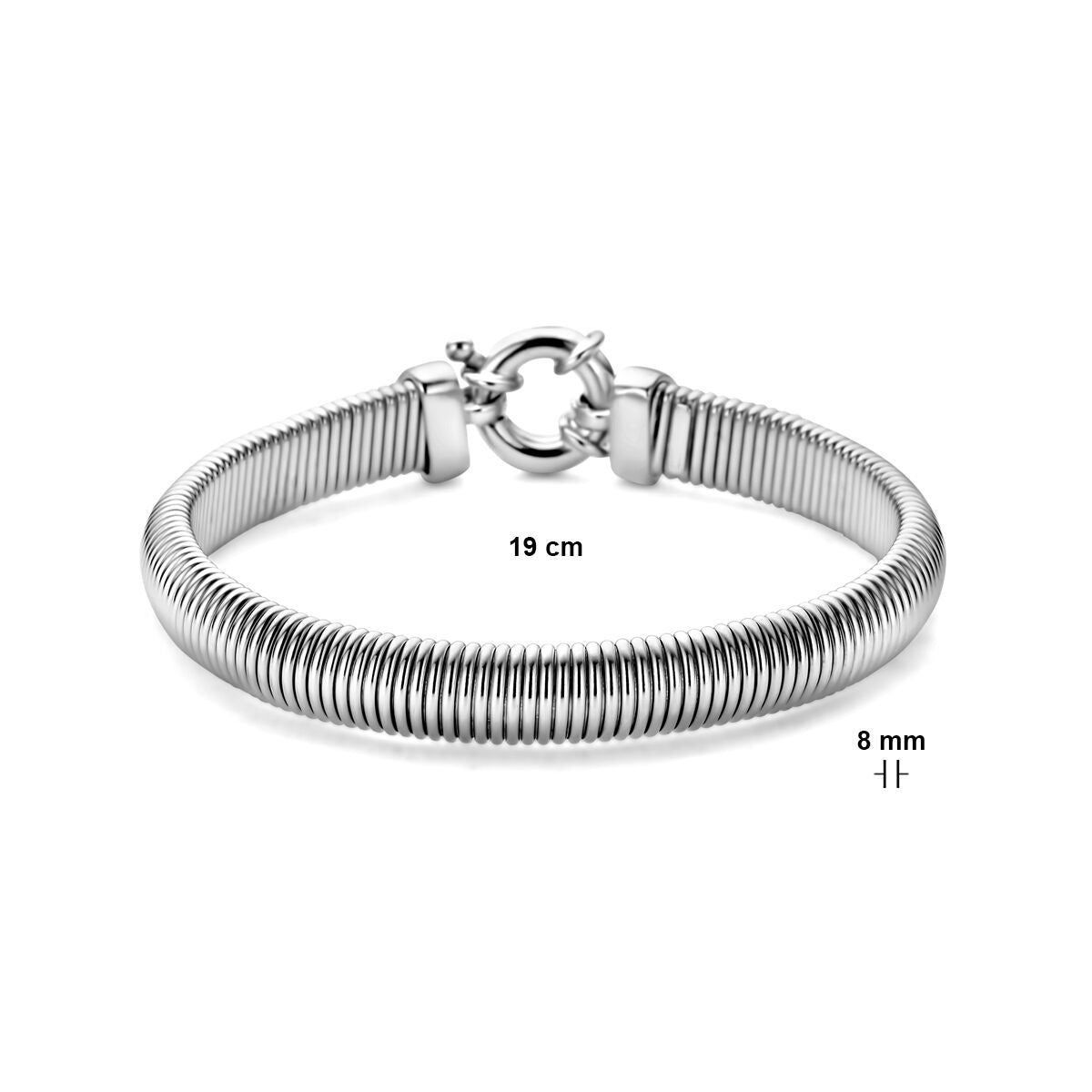 Pulsera de plata de mujer con gran cierre de muelle rodiado