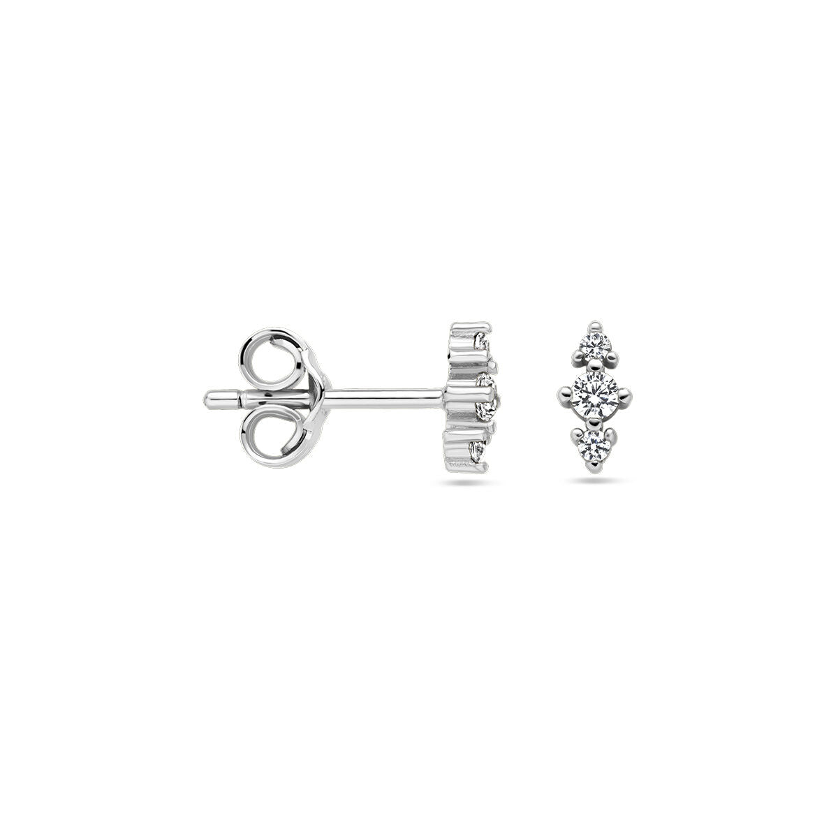 pendientes de botón de zirconia plata rodiada