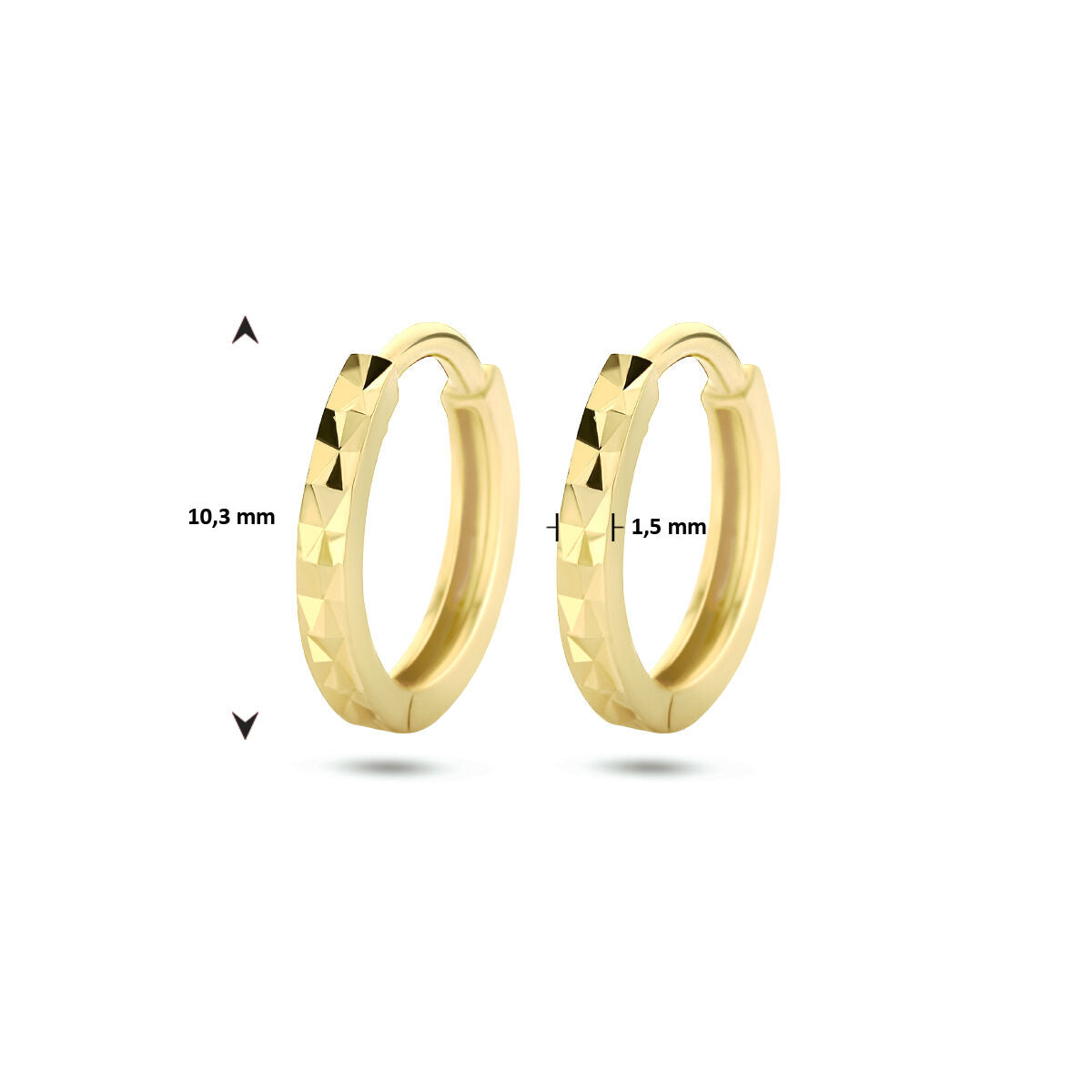 aros diamantados en oro amarillo de 14K