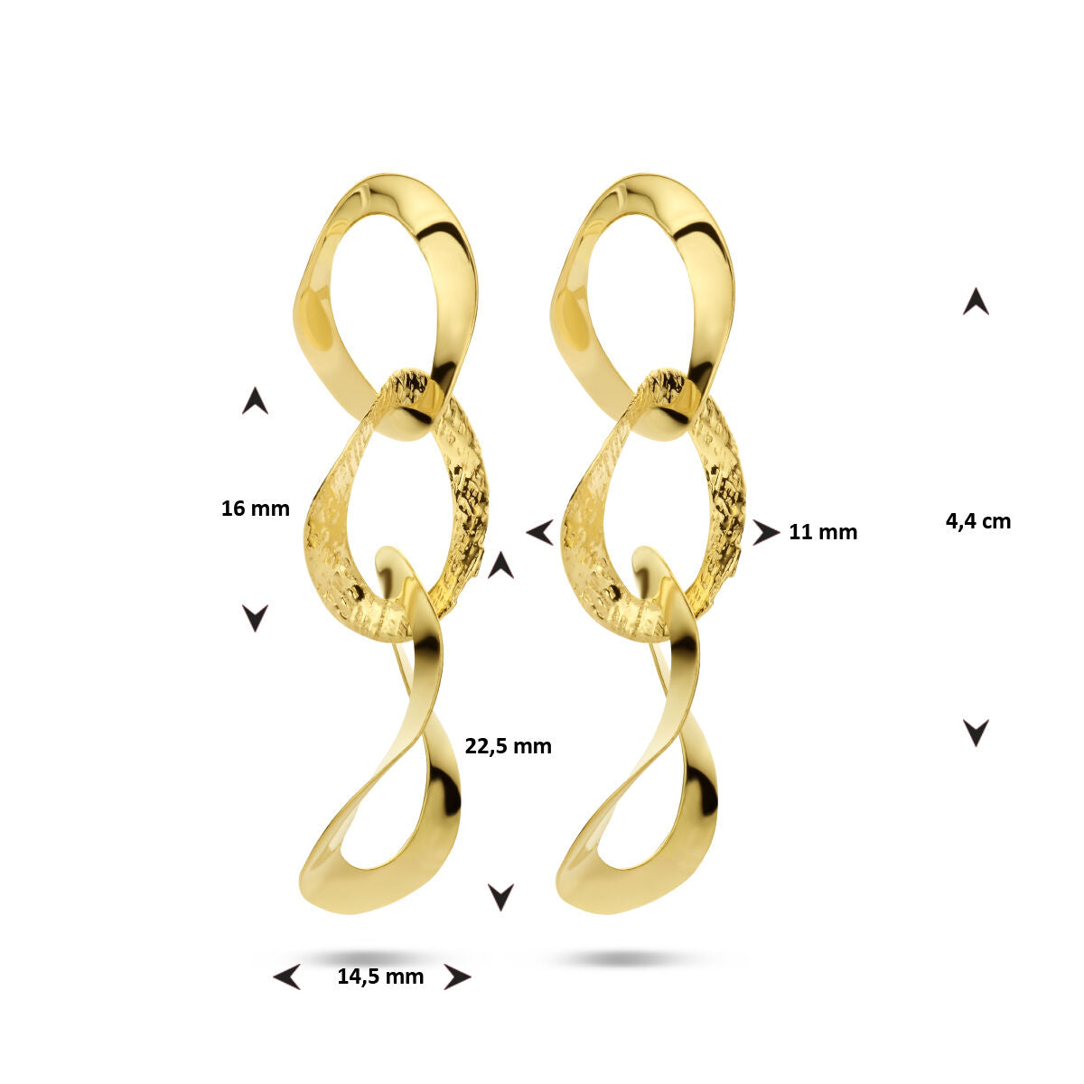 pendientes ovalados poli/mate 1 micrón plata chapado en oro amarillo