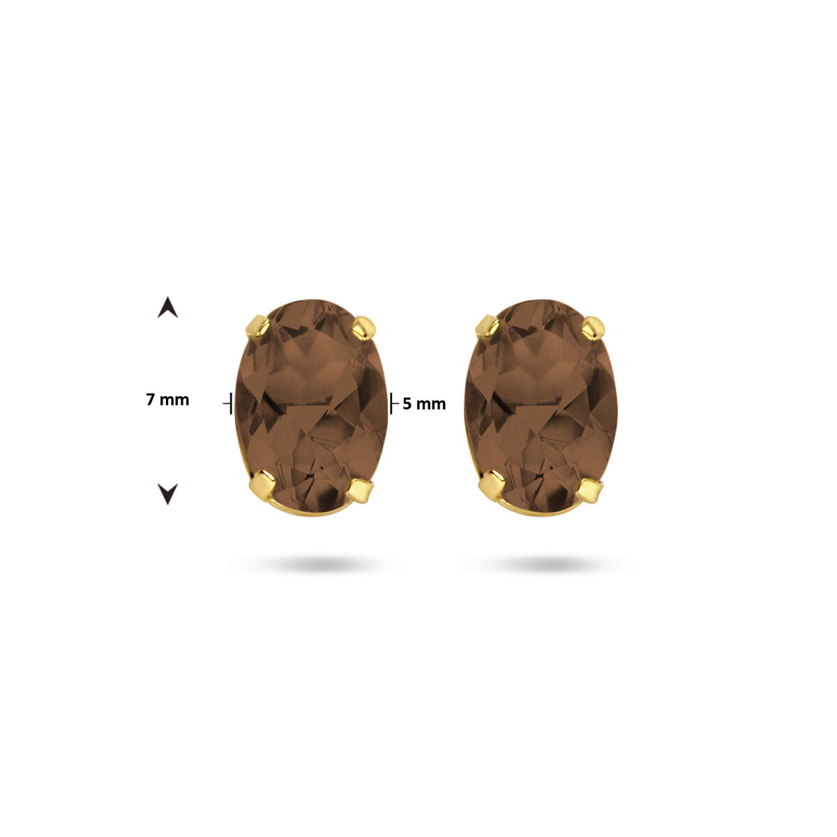 pendientes de botón cuarzo ahumado 14K oro amarillo