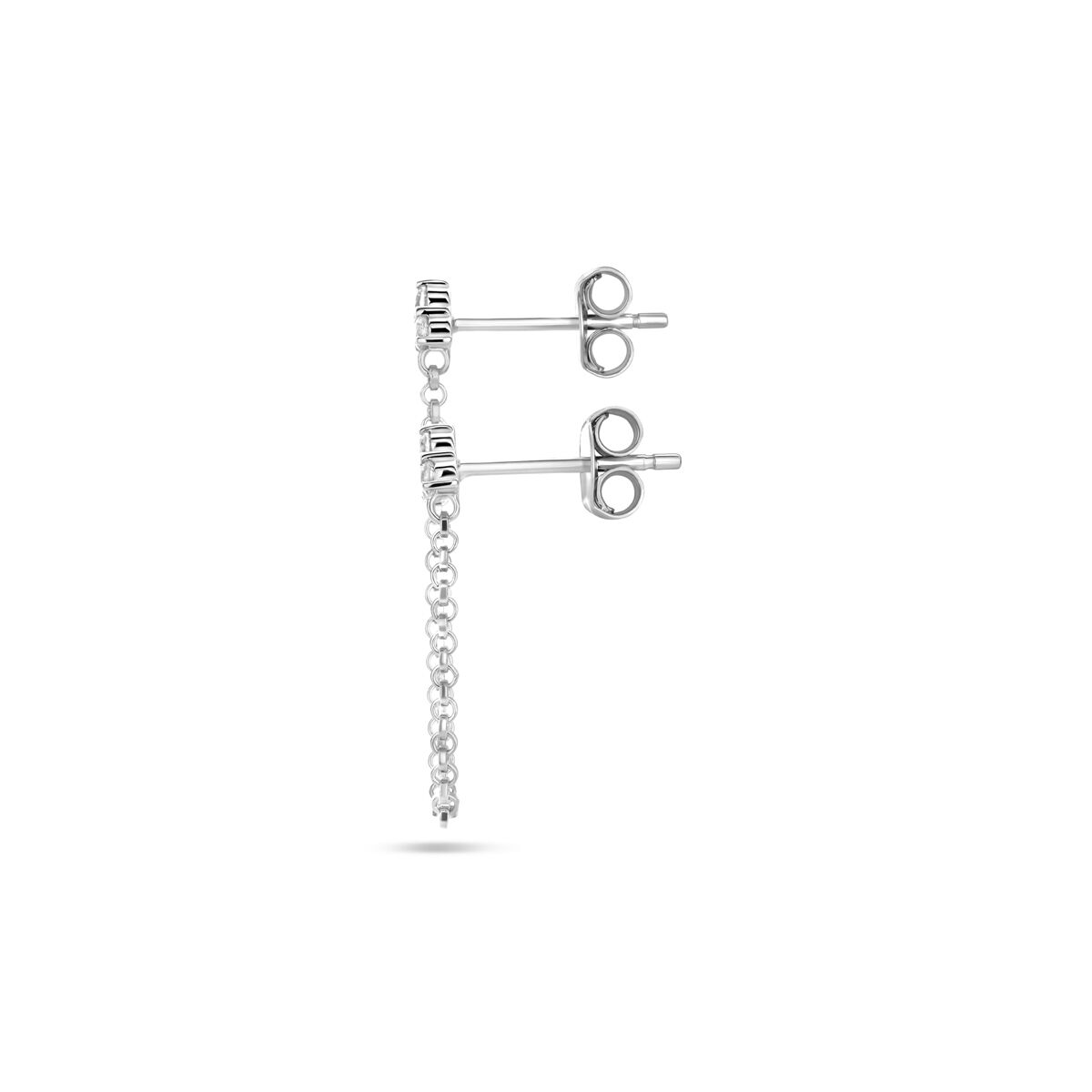 pendientes de botón doble de zirconia 47 mm plata rodiada