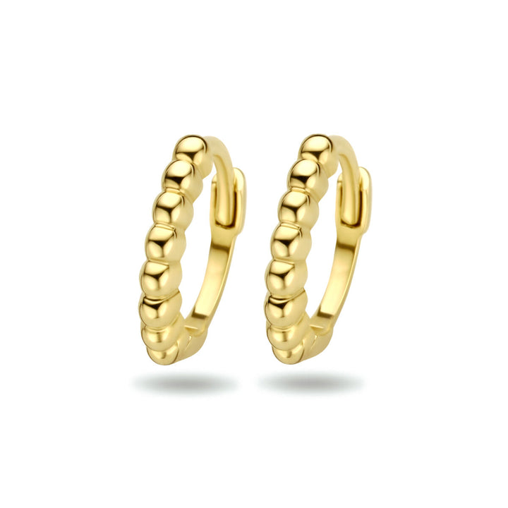 1test klapoorringen bolletjes 14K geelgoud