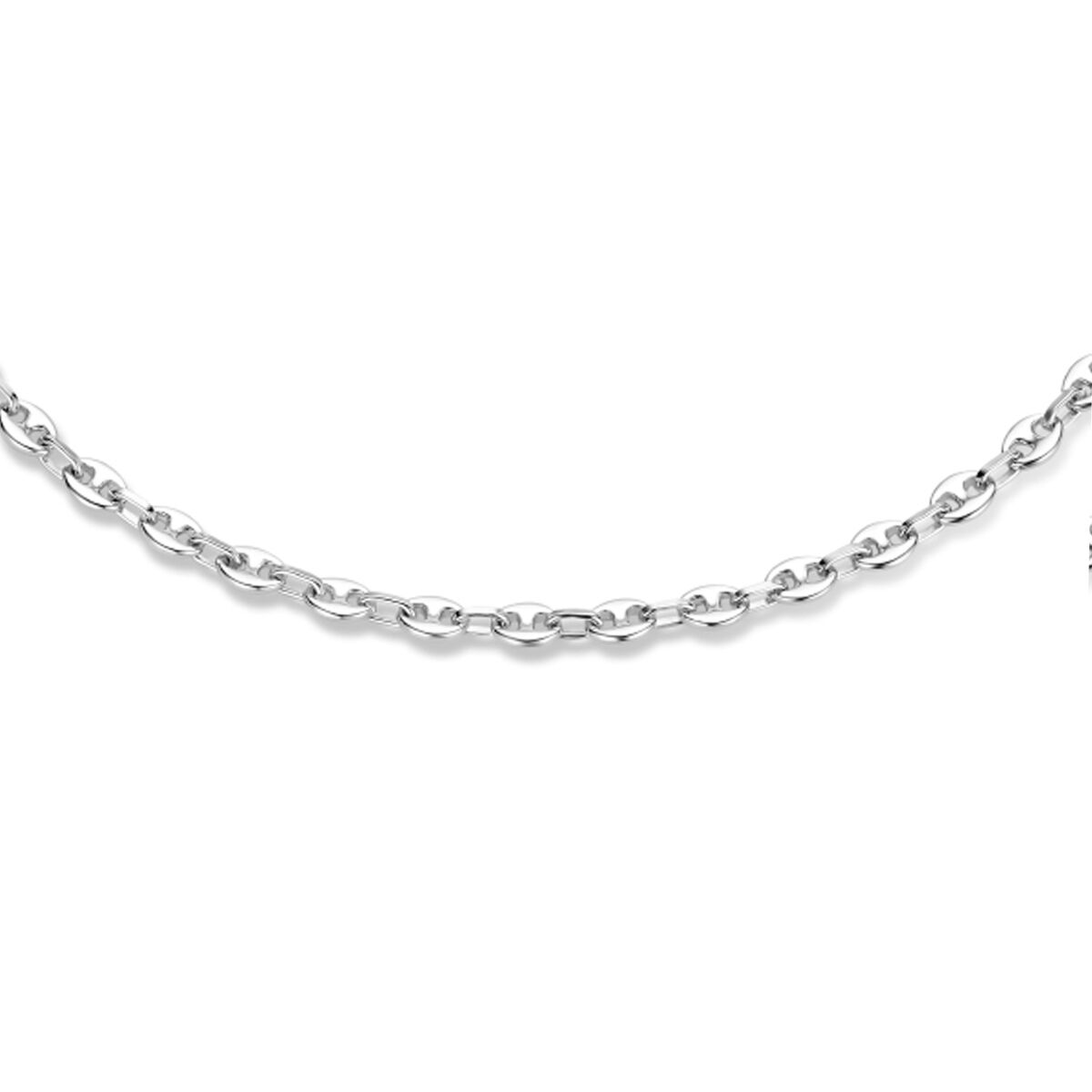 Collar de eslabones de plata rodiada con un detalle en forma de grano de café de 3,7 mm.