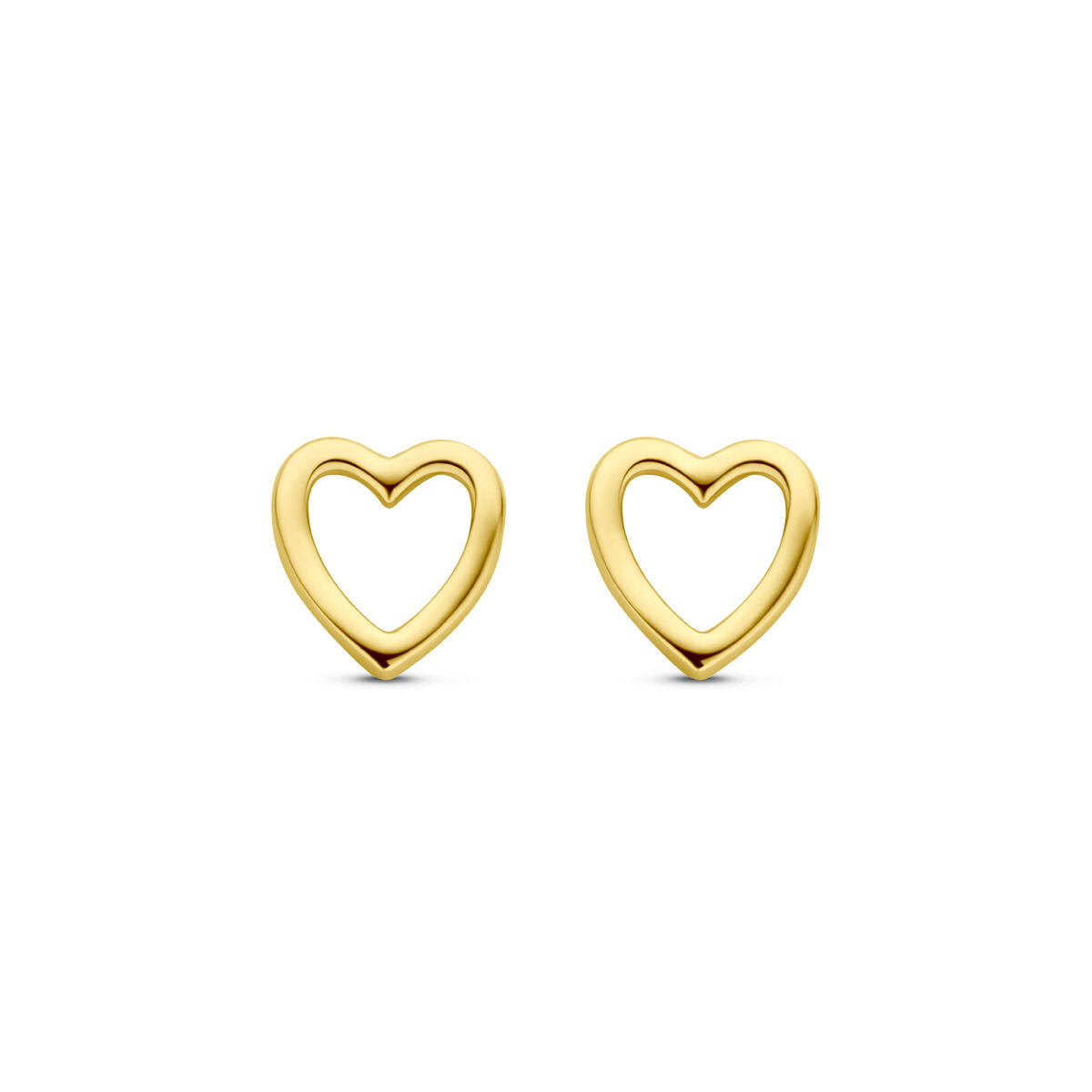 pendientes de botón corazón 6 mm 14K oro amarillo