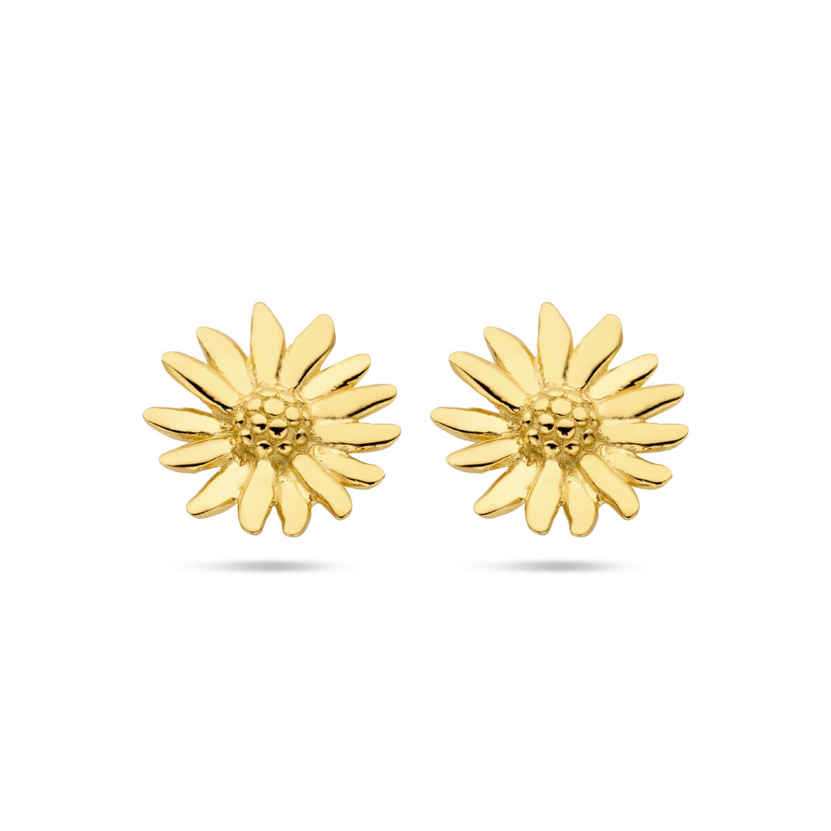 Pendientes de madeliefje en plata de 1 micrón dorada (amarillo).