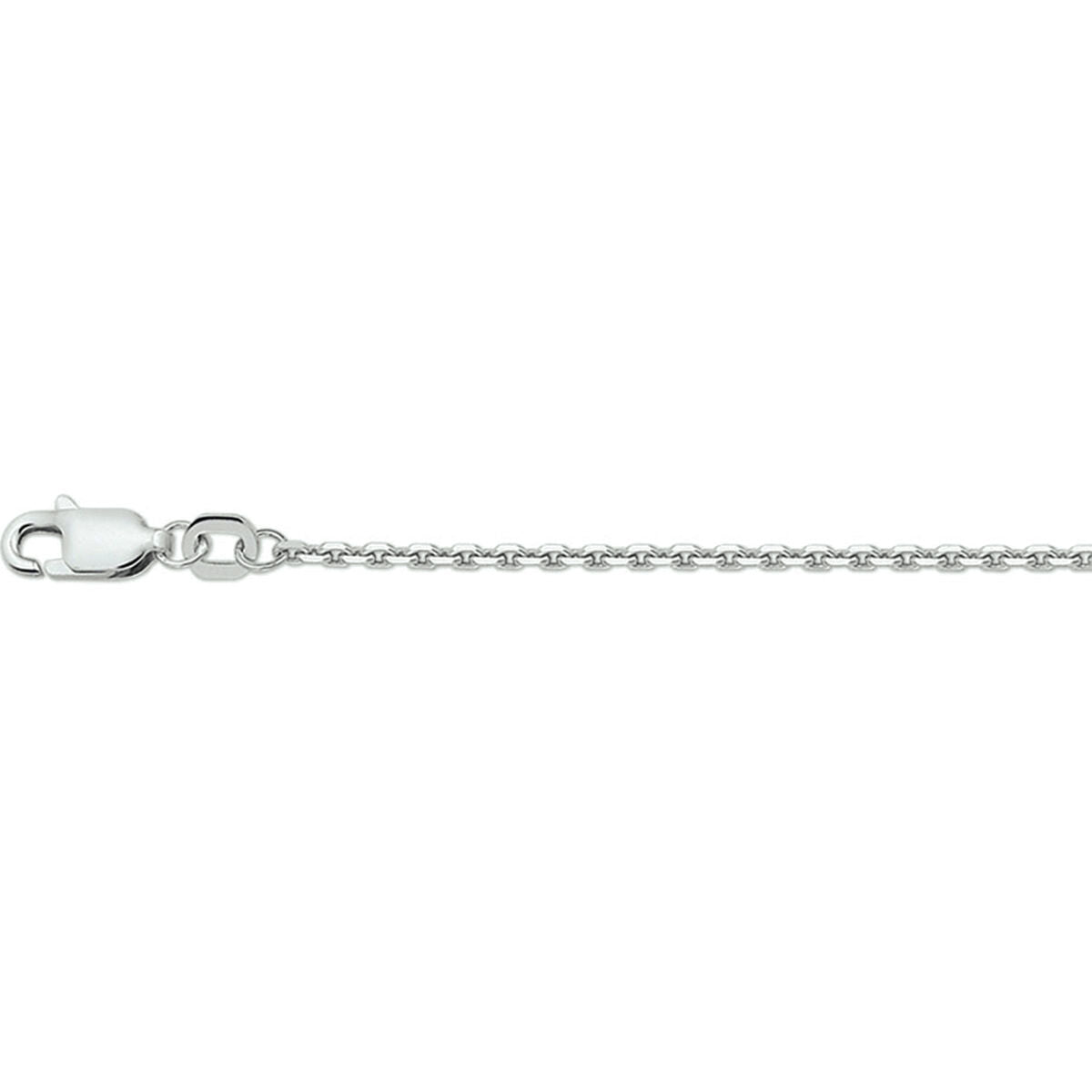 Collar de ancla plano de 1,6 mm en plata rodiada, con un largo de 41 + 4 cm.