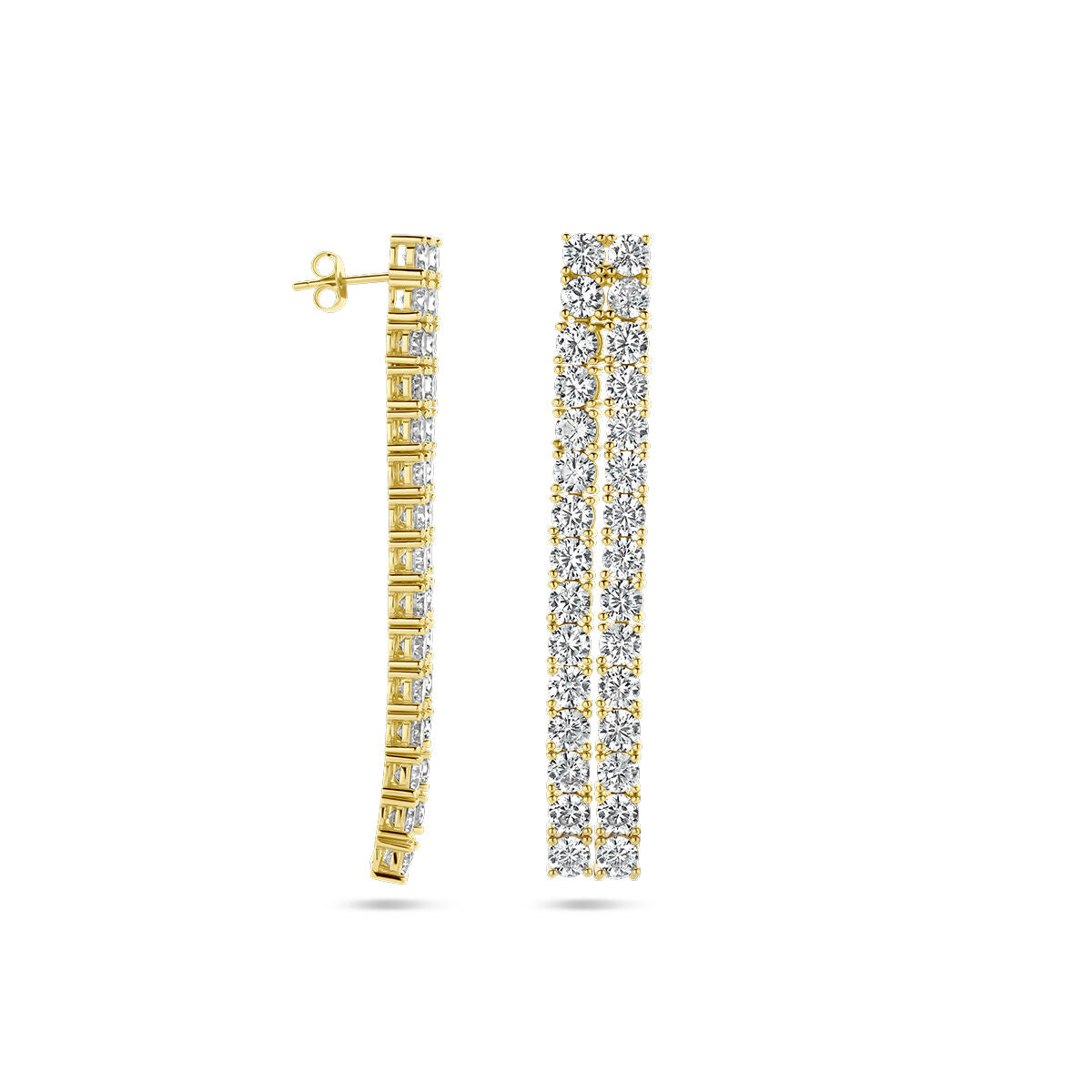 pendientes de zircón plata chapado en oro amarillo