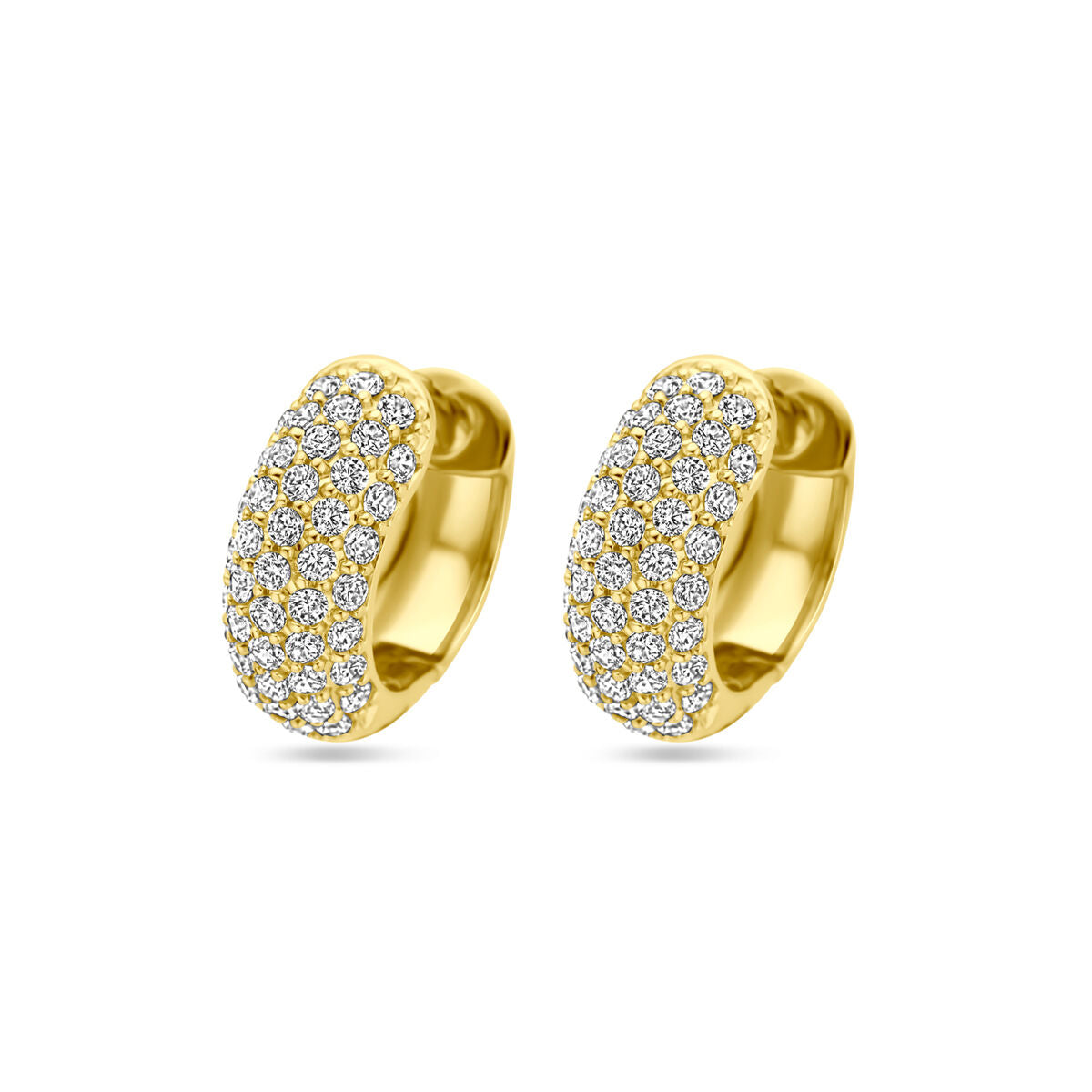 Pendientes de aro dorados de 16 mm con zircón en pavé.