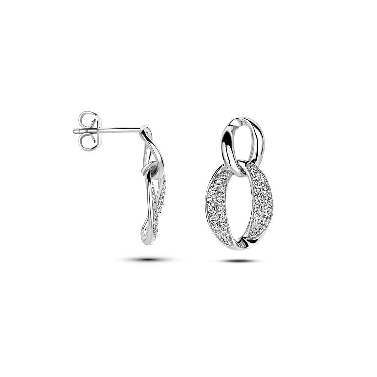 pendientes de zircón plata rodiado