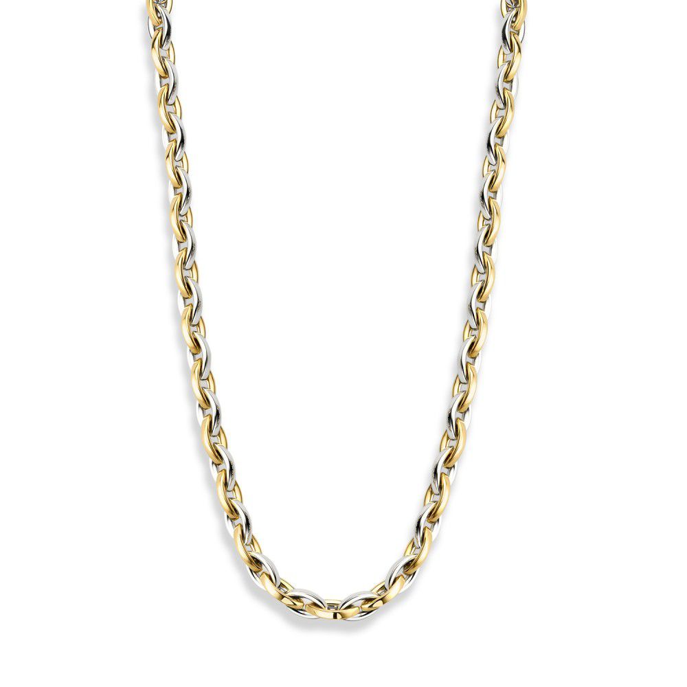 Collar de oro amarillo y blanco de 14 quilates, con eslabones entrelazados, de 45 cm.