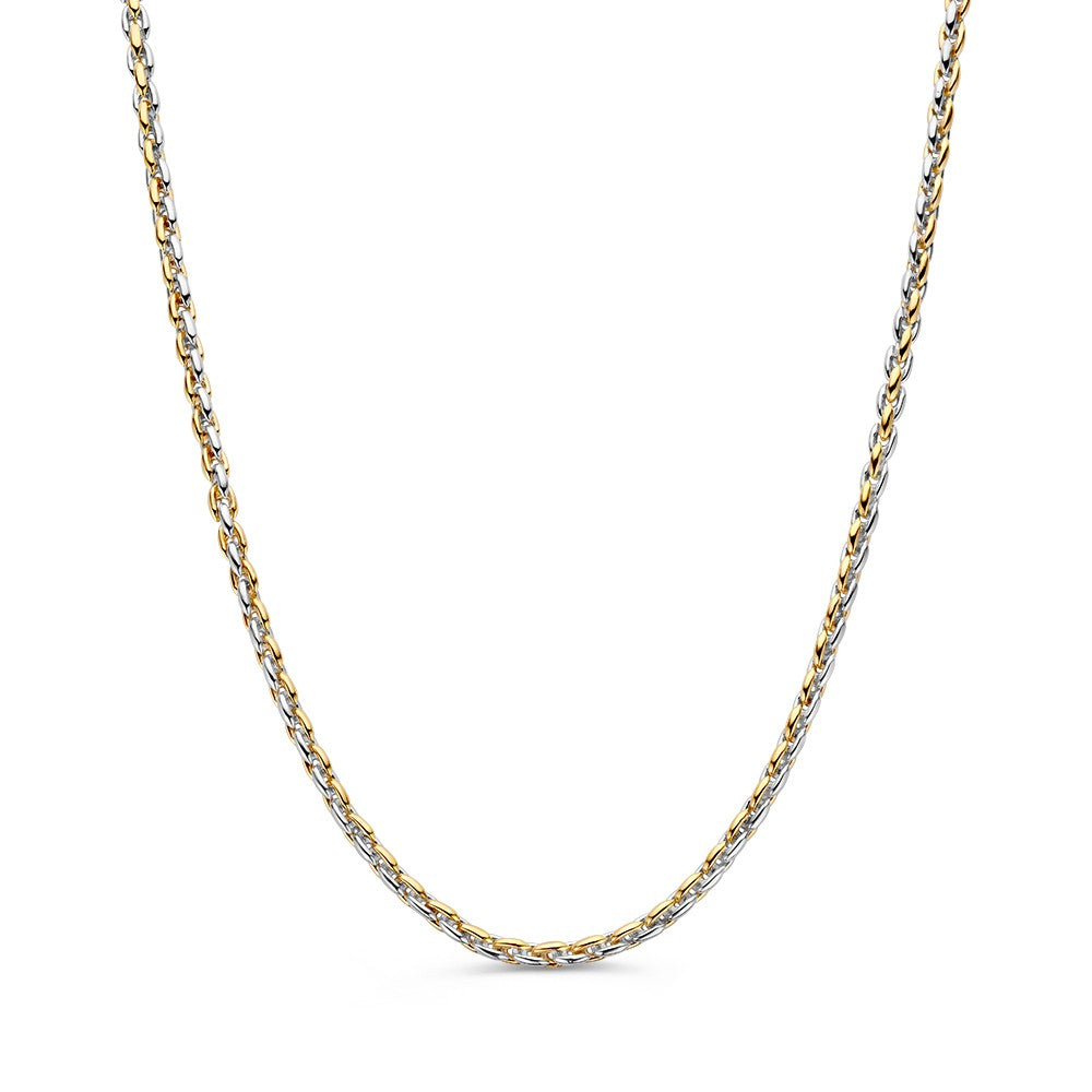 Collar bicolor con trenzado en tonos dorado y plateado.