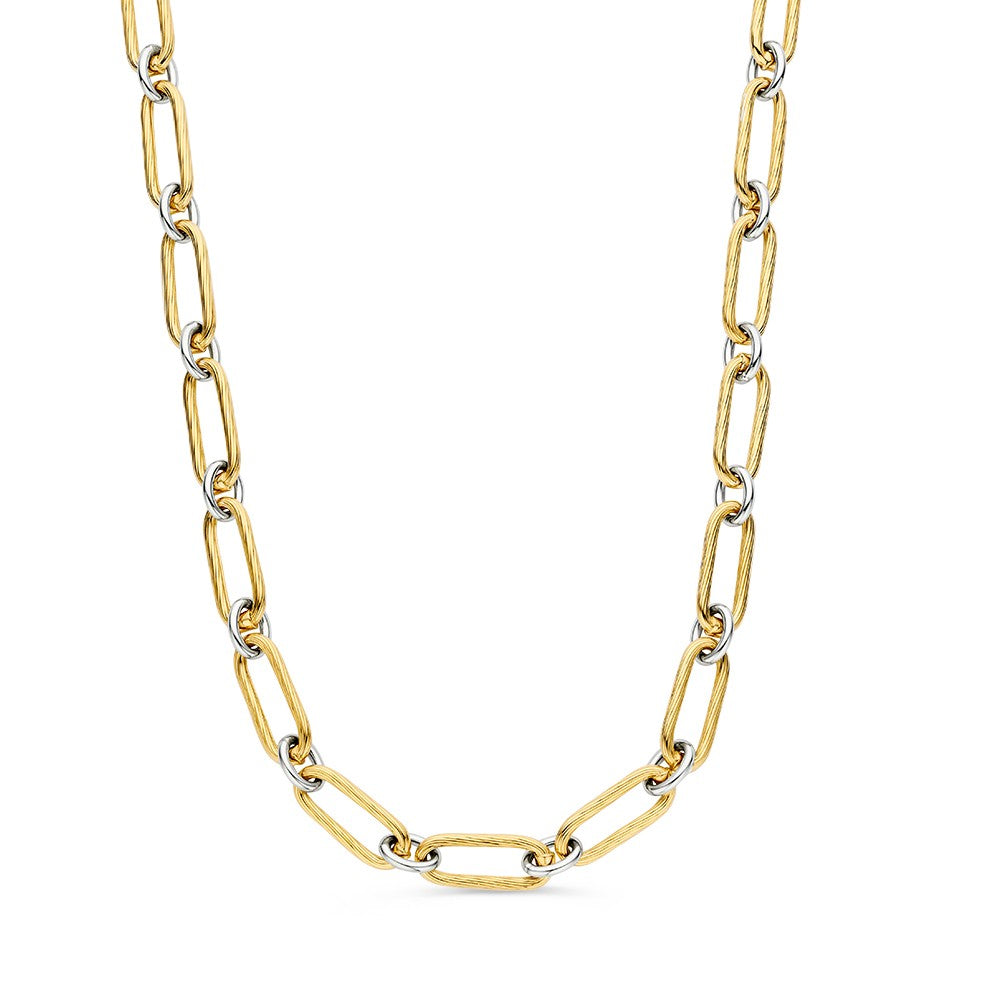 Collar bicolor con eslabones grandes en dorado y plateado.