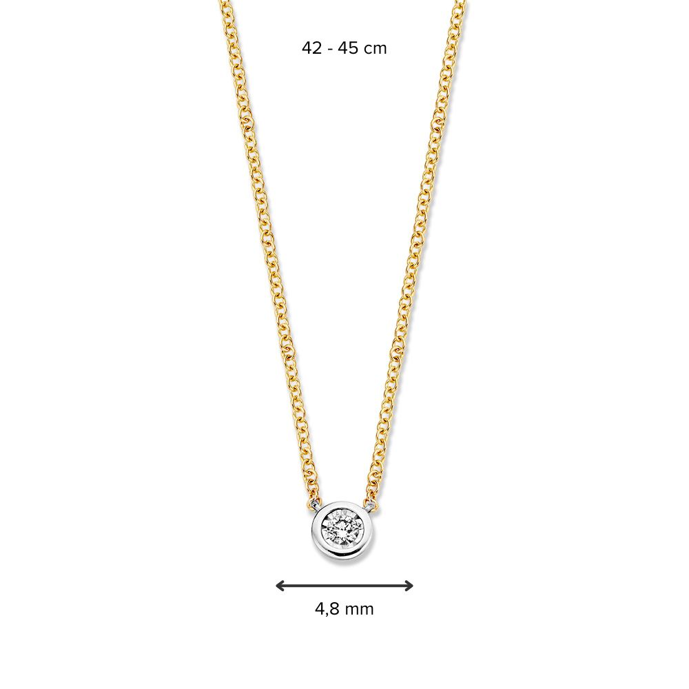 Collar de oro amarillo 14 quilates con colgante de diamante solitario, 0.07 crt
