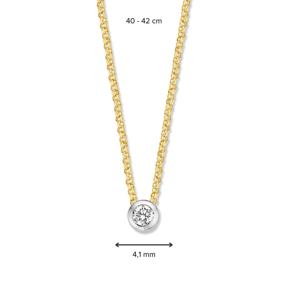 Collar de oro amarillo 14 quilates con colgante de diamante, 0.10 crt