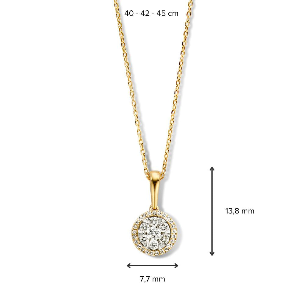 Collar de oro amarillo con colgante de diamantes en engaste invisible 0.23 crt