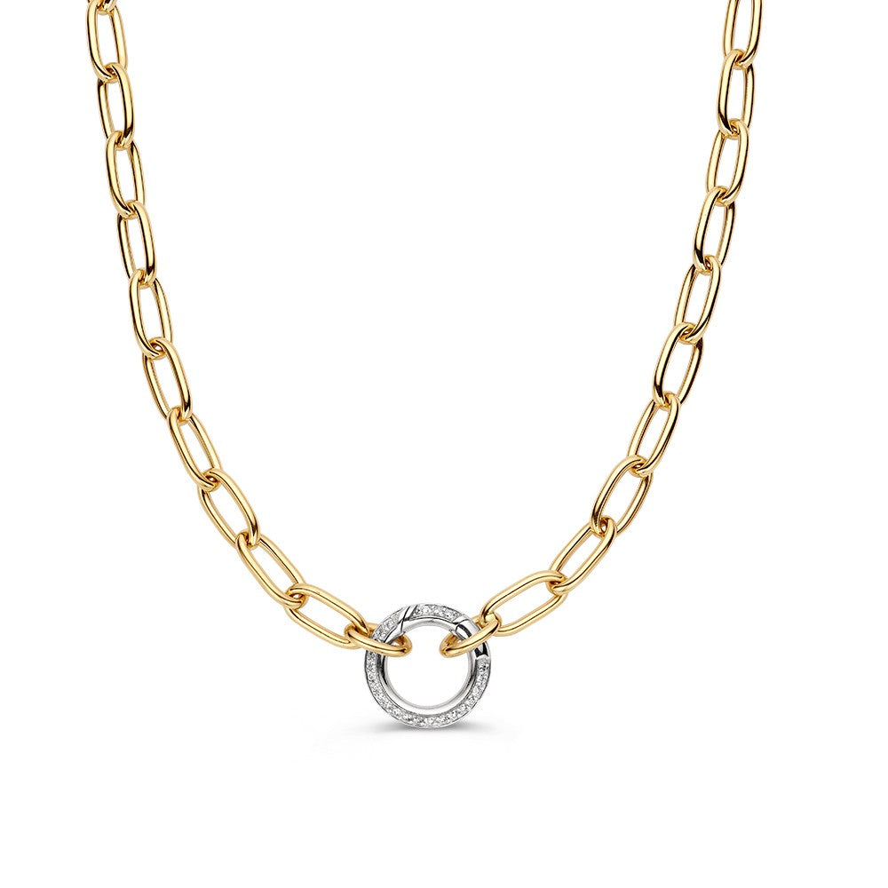 Collar de eslabones en oro amarillo con cierre de diamantes de 0.42 crt H/SI-1.