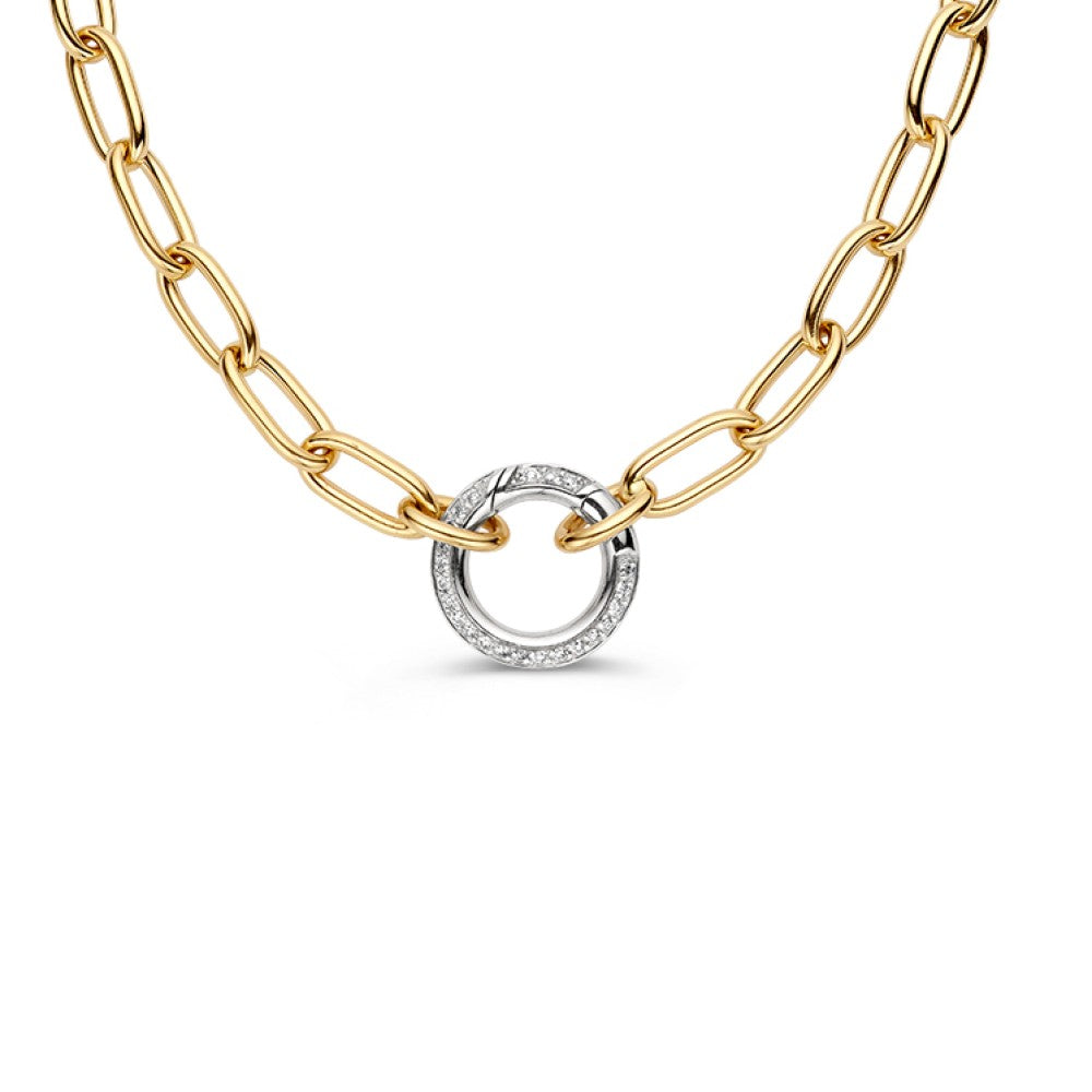 Collar de oro amarillo con diamantes y cierre de resorte 0.42 crt H/SI-1