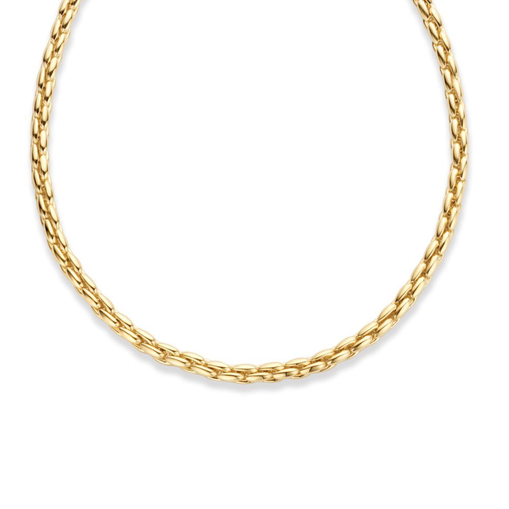 Collar de oro amarillo de 14 quilates con eslabones clásicos, 45 cm de longitud.