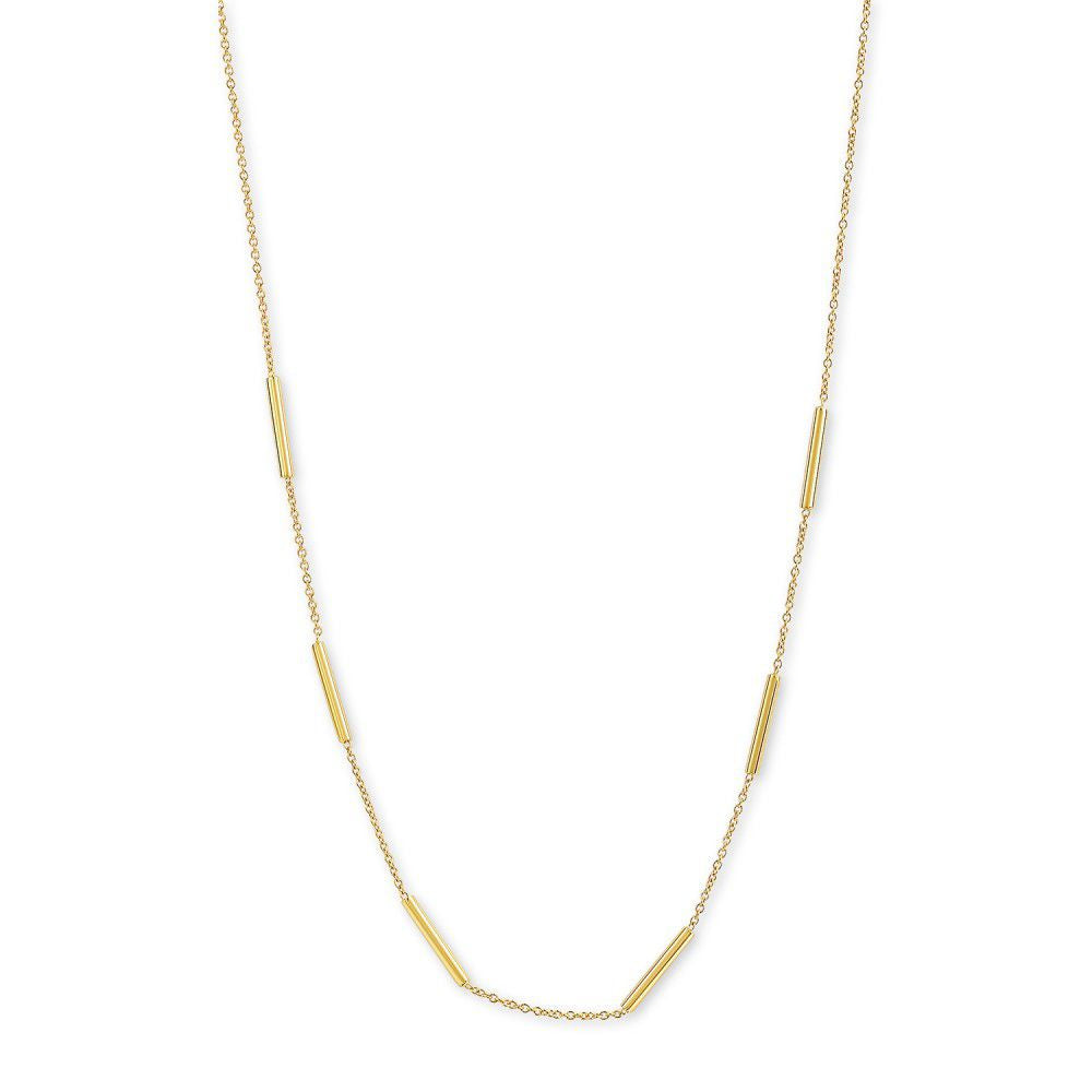 Collar de oro amarillo de 14 quilates con tubos redondos, longitud de 43 cm.