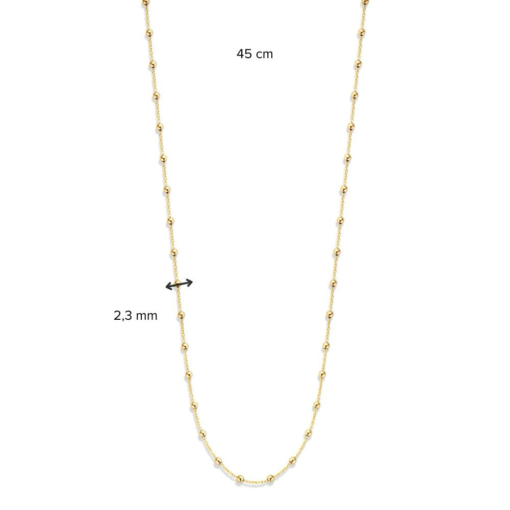 Collar de oro amarillo con bolitas, 14 quilates, 45 cm, 3,3 gr