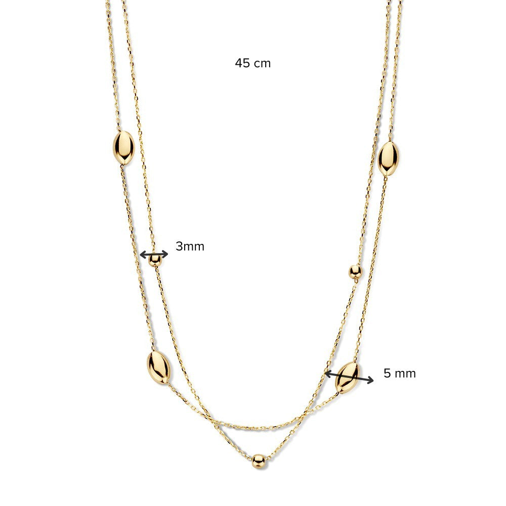 Collar de oro amarillo de 14K con elementos de oro - Joya elegante de mujer
