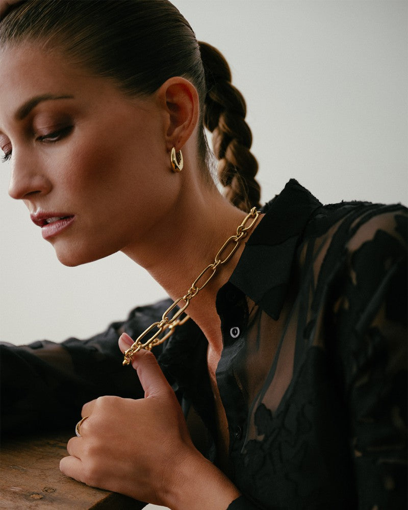 Collar de oro amarillo de 14K con eslabones gruesos – Joya de lujo para de mujer