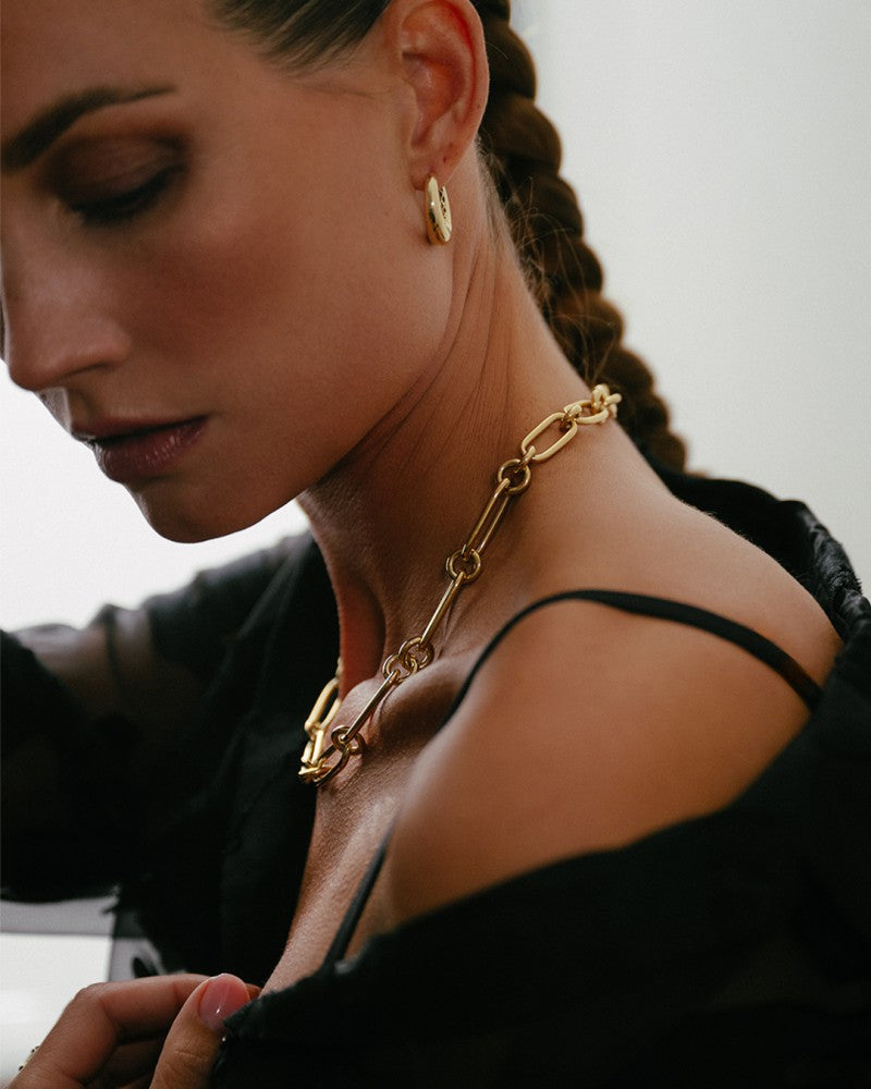 Collar de oro amarillo de 14K con eslabones gruesos – Joya de lujo para de mujer