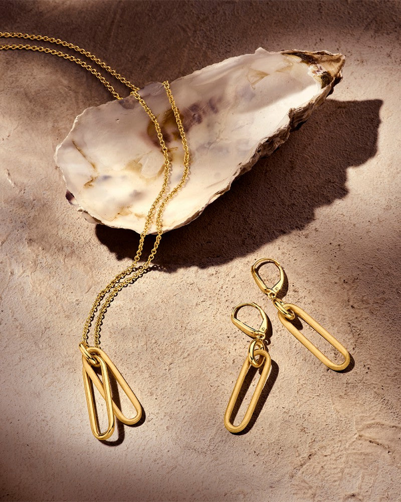 Aros de oro amarillo con elementos de oro mate - lujo de 14 quilates para de mujer