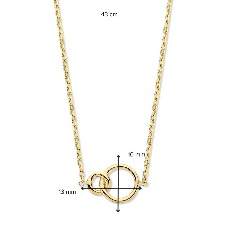 Collar de oro con eslabones de ancla tallados y círculos conectados – Elegancia de 14 quilates para de mujer
