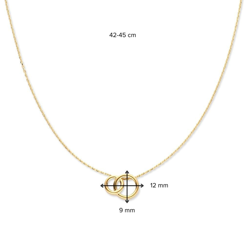 Collar de oro amarillo con círculos conectados - Colgante elegante de mujer
