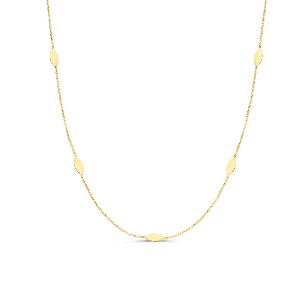 Collar de oro amarillo con elementos ovalados en oro de 14 quilates.