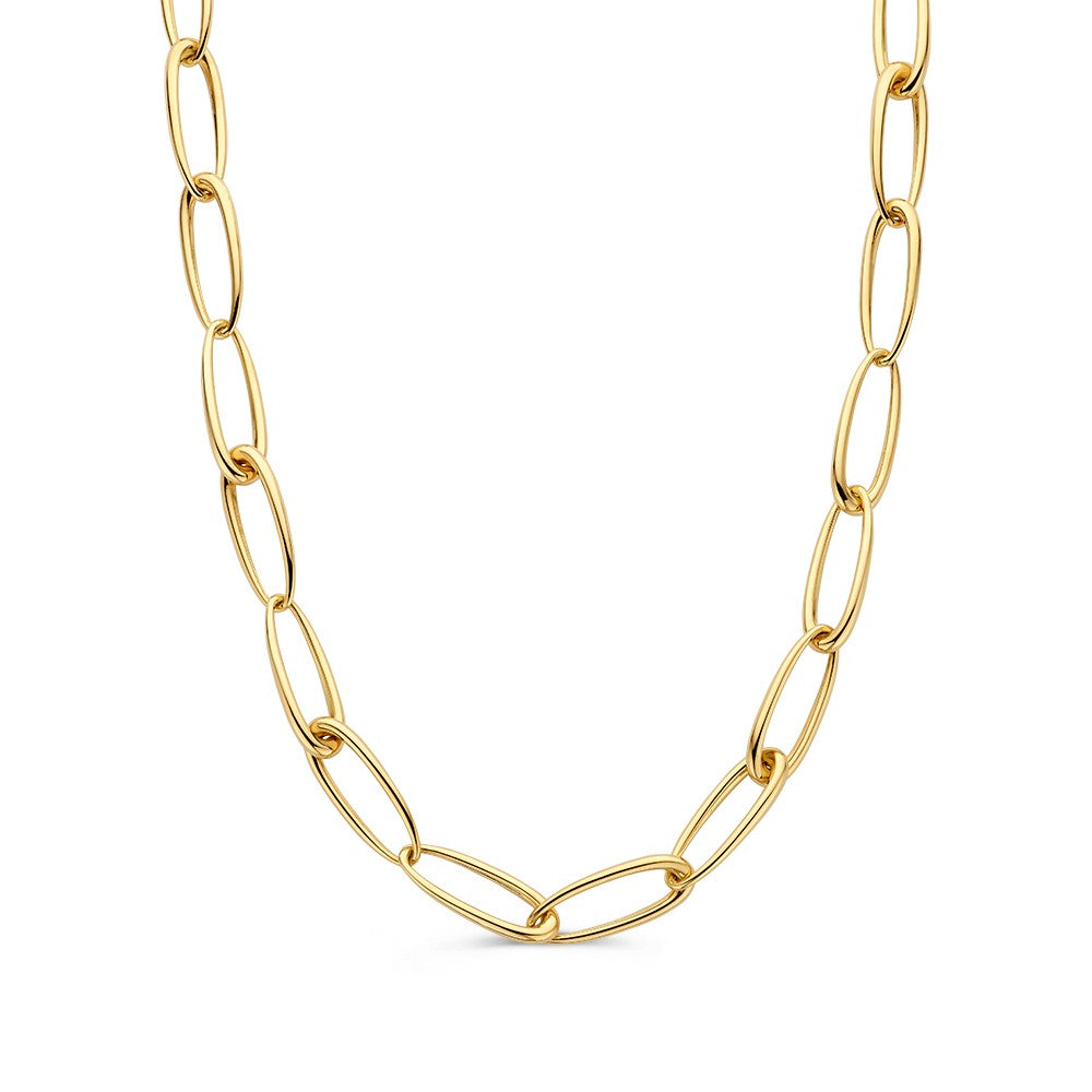 Collar de eslabones asimétricos en oro amarillo de 14 quilates.