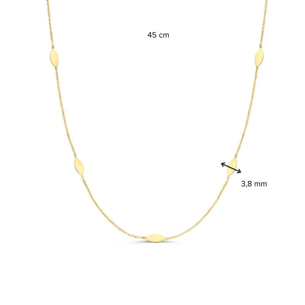 Collar de oro amarillo con elementos ovales – 14 quilates de oro
