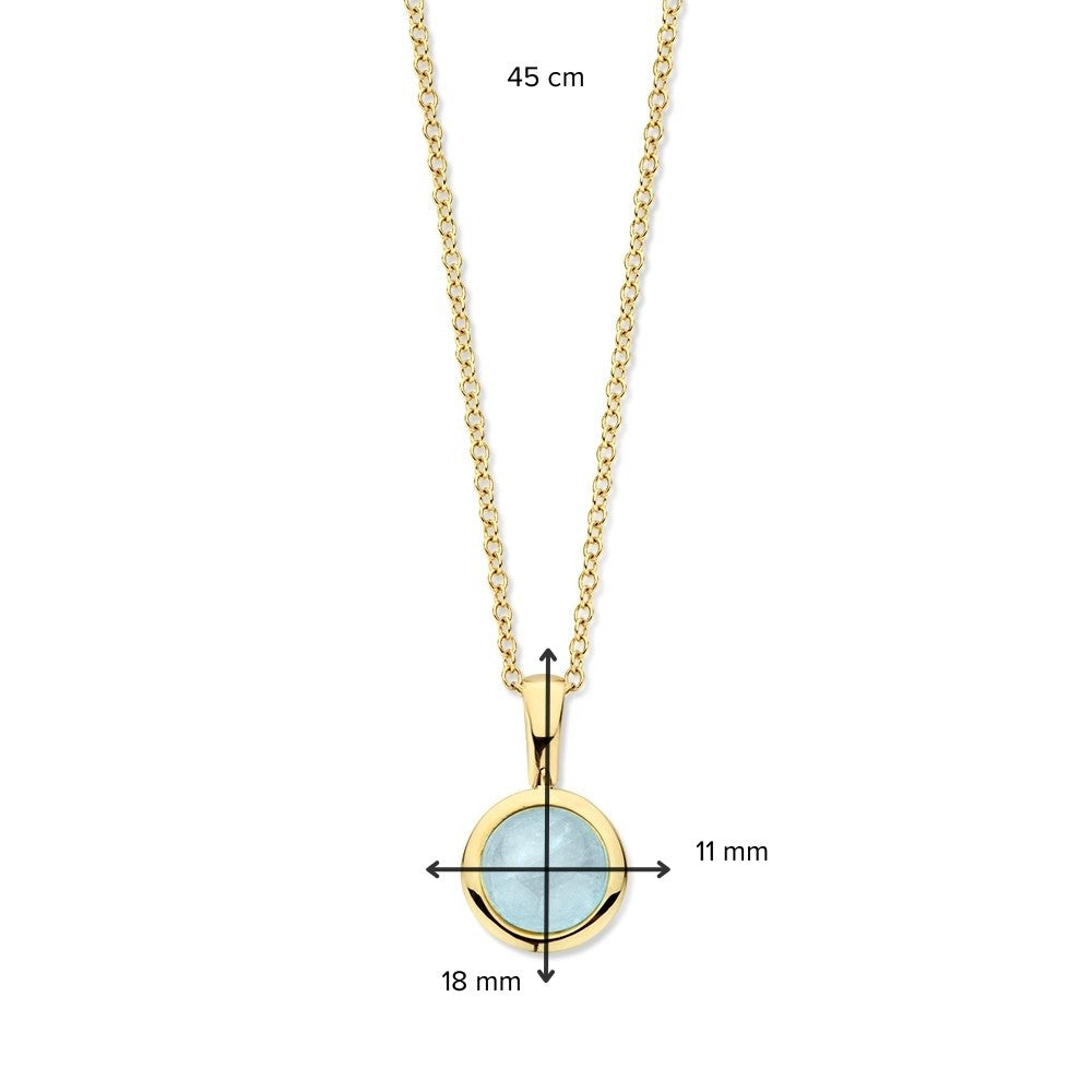 Collar de oro amarillo con aguamarina, 14 quilates, 45 cm, 4,2 gr